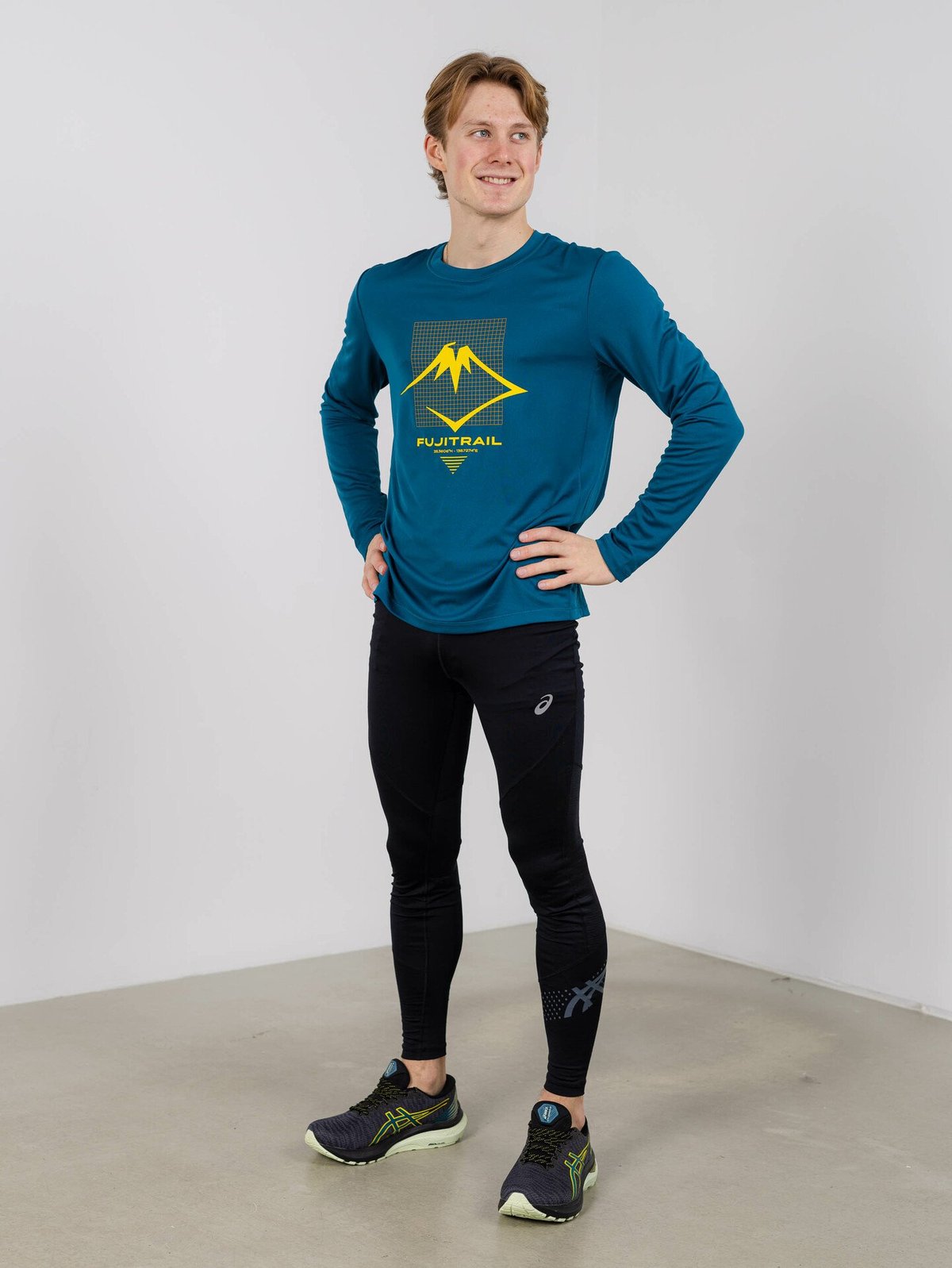 ASICS Fujitrail Logo Long Sleeve Top Ink Teal