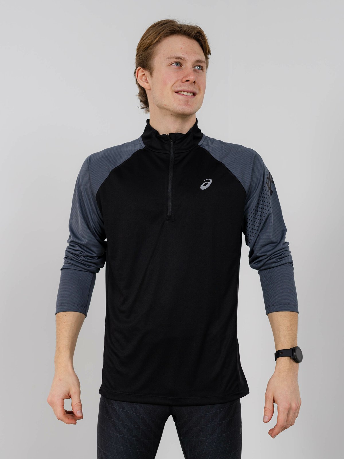 ASICS Icon Long Sleeve 1/2 Zip Performance Black/Carrier Grey
