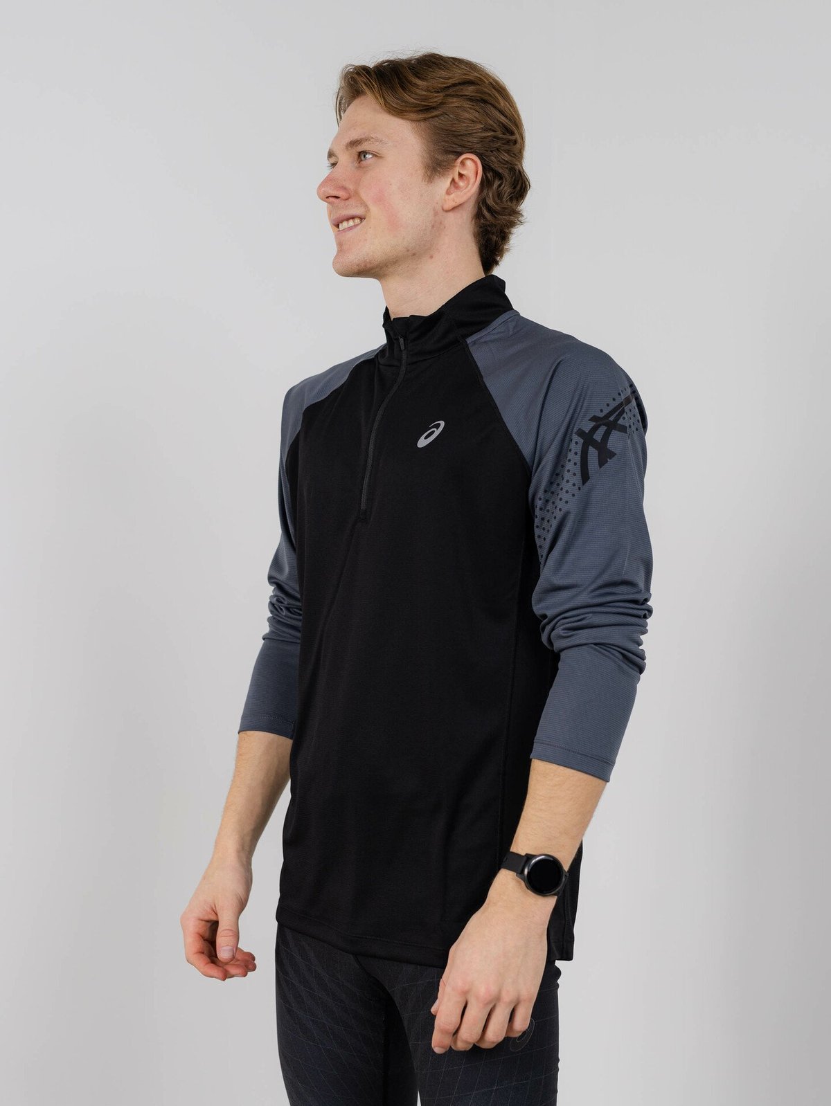 ASICS Icon Long Sleeve 1/2 Zip Performance Black/Carrier Grey