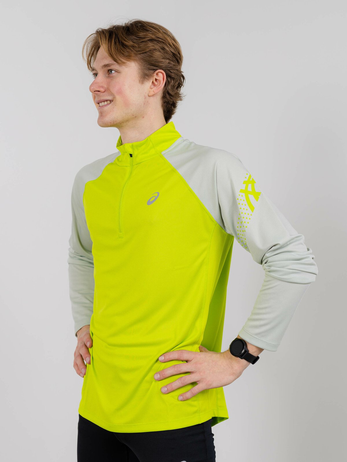ASICS Icon Long Sleeve 1/2 Zip Lime Zest/Light Sage