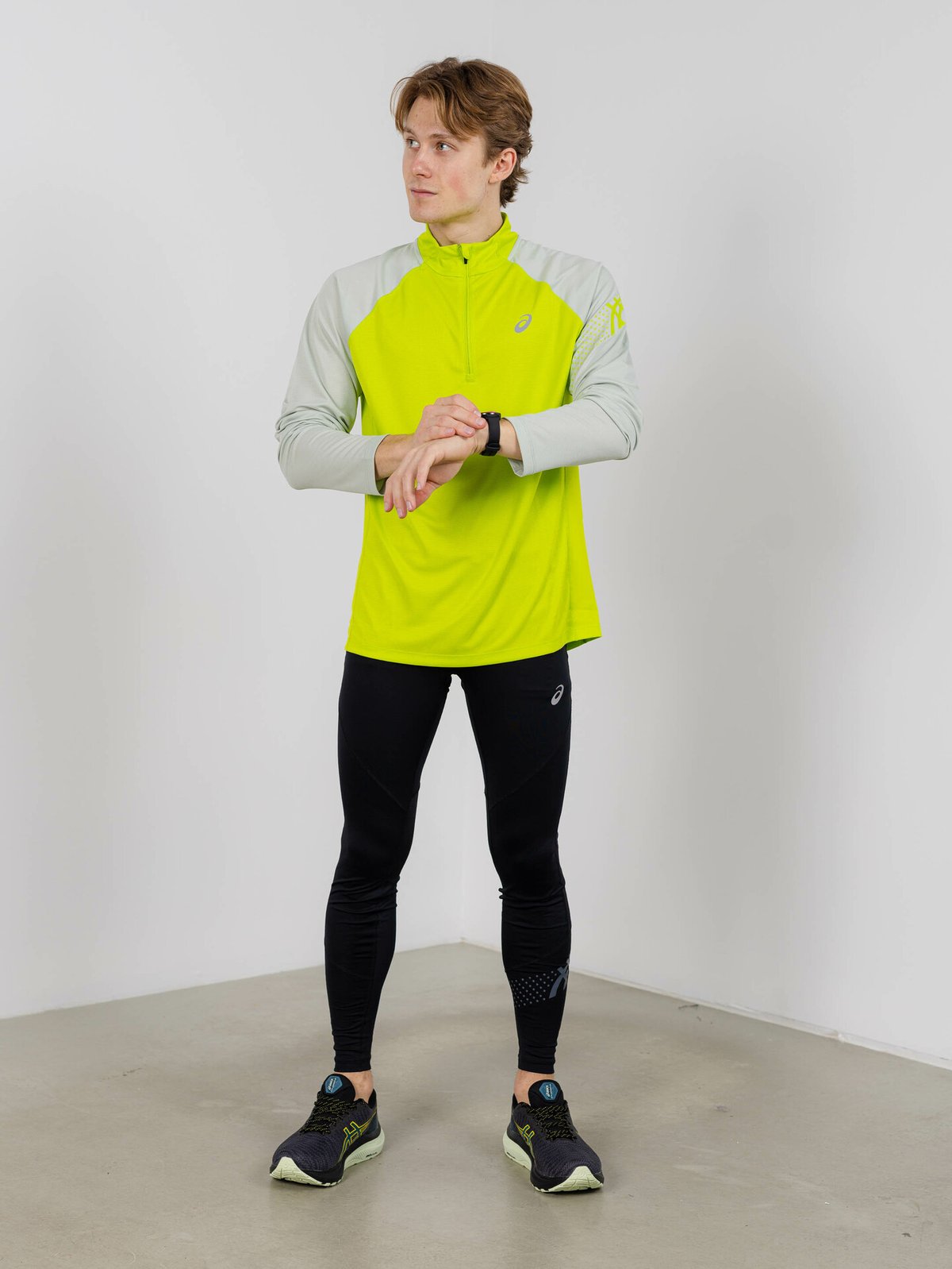 ASICS Icon Long Sleeve 1/2 Zip Lime Zest/Light Sage