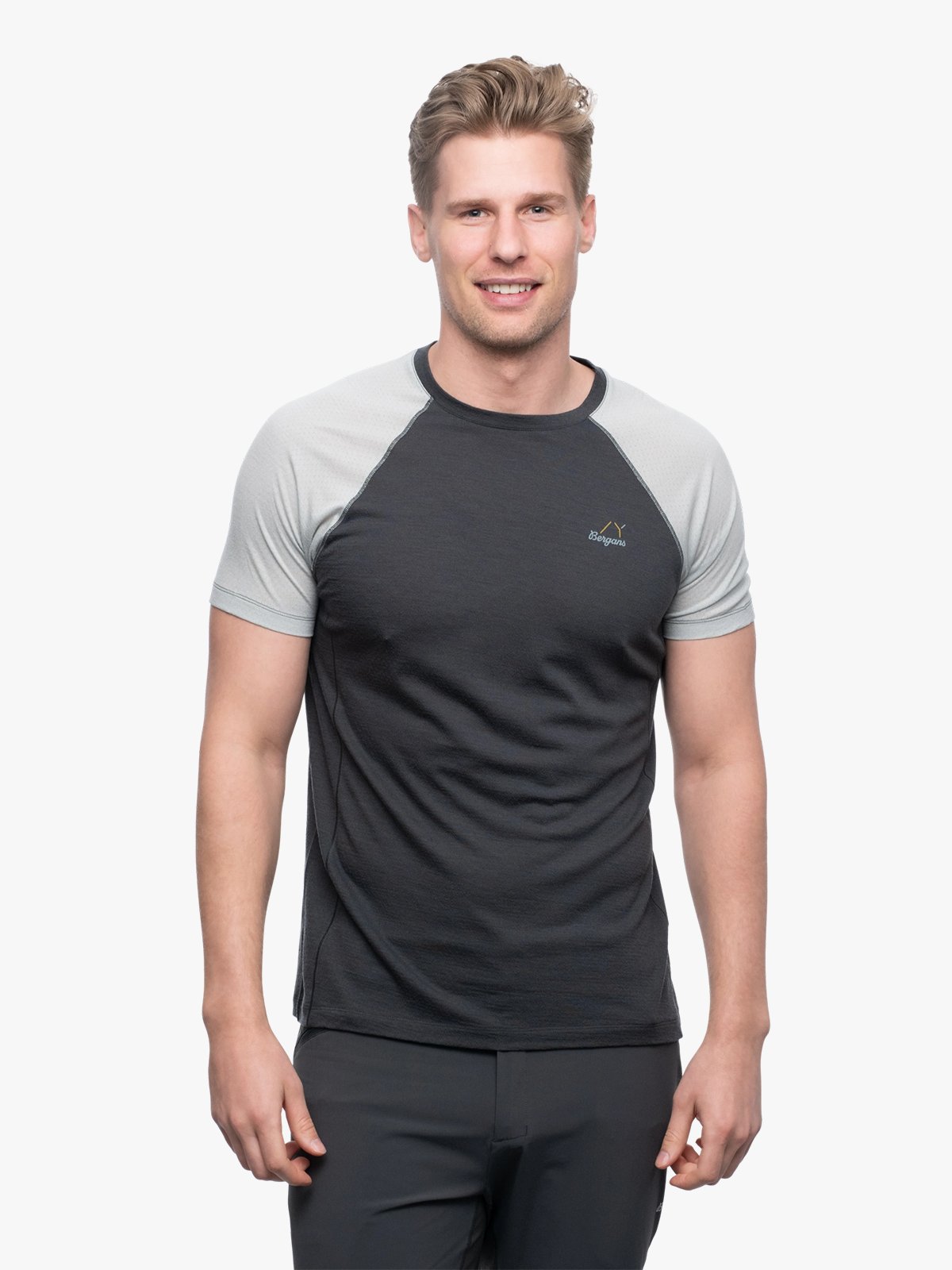Bergans Y LightLine Merino Tee Men Dark Shadow Grey / Pearl Grey