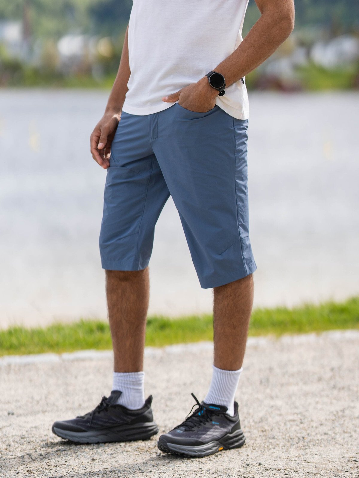 Bergans Vandre Light Softshell Long Shorts Men Granite Blue