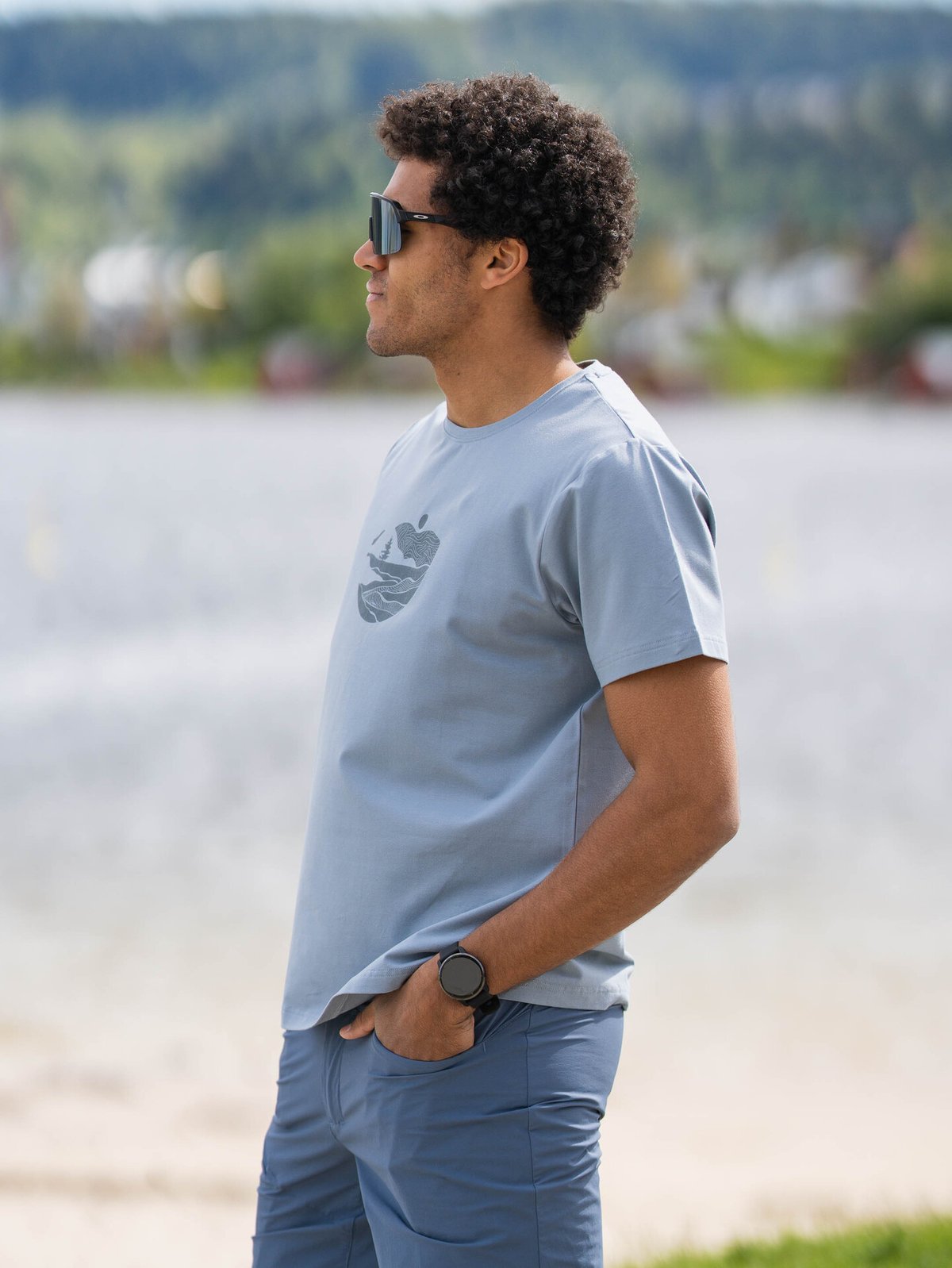 Bergans Nordmarka Organic Cotton Print Tee Men Husky Blue