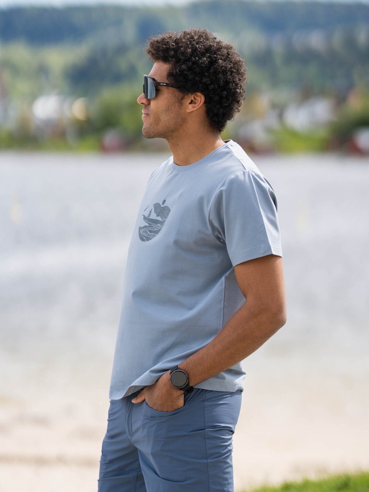 Bergans Nordmarka Organic Cotton Print Tee Men Husky Blue