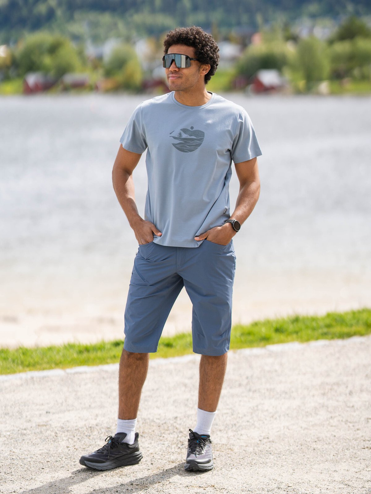 Bergans Nordmarka Organic Cotton Print Tee Men Husky Blue