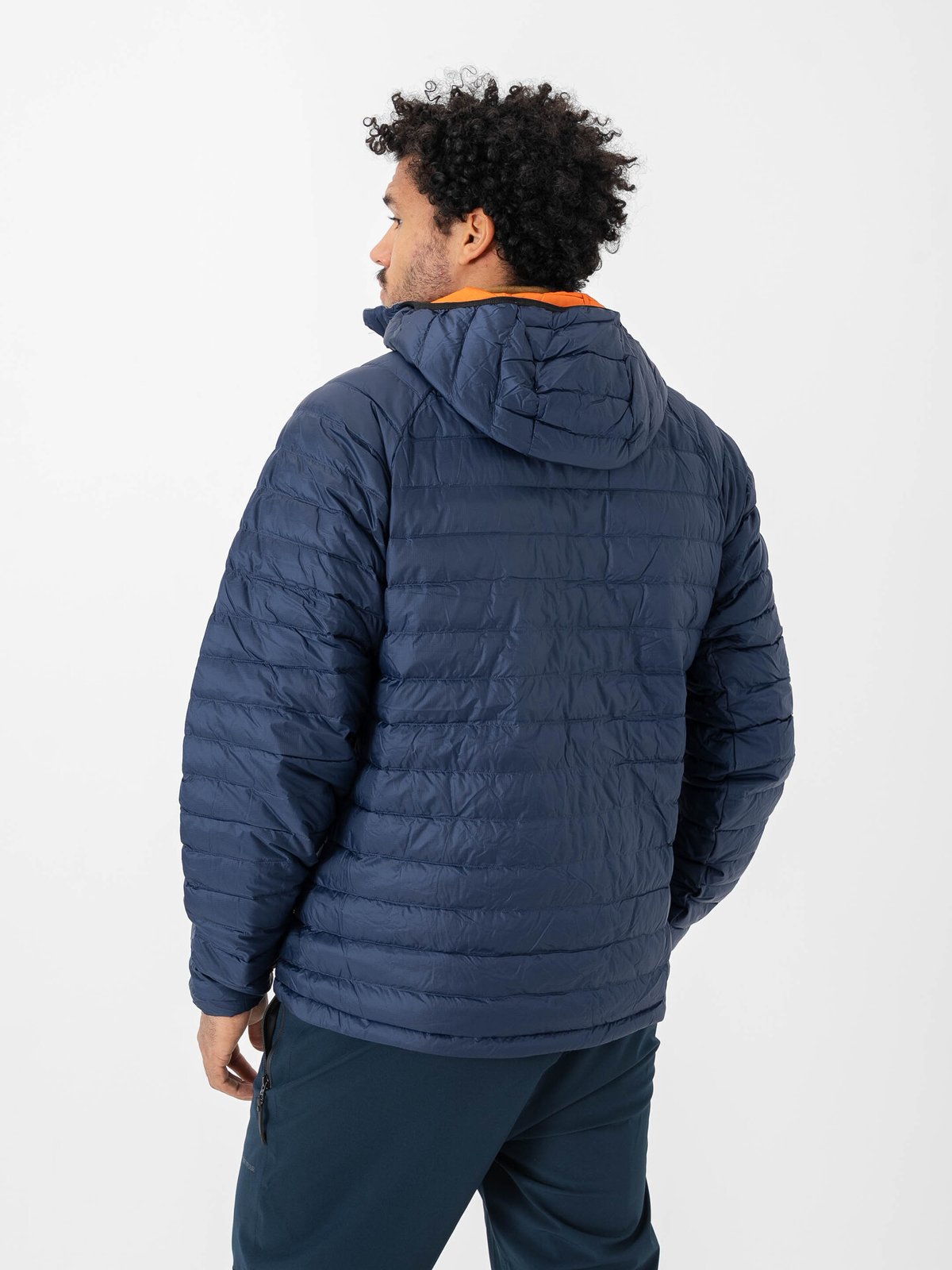Bergans Vaagaa Light Down Jacket Hood Men Navy Blue / Alert Orange