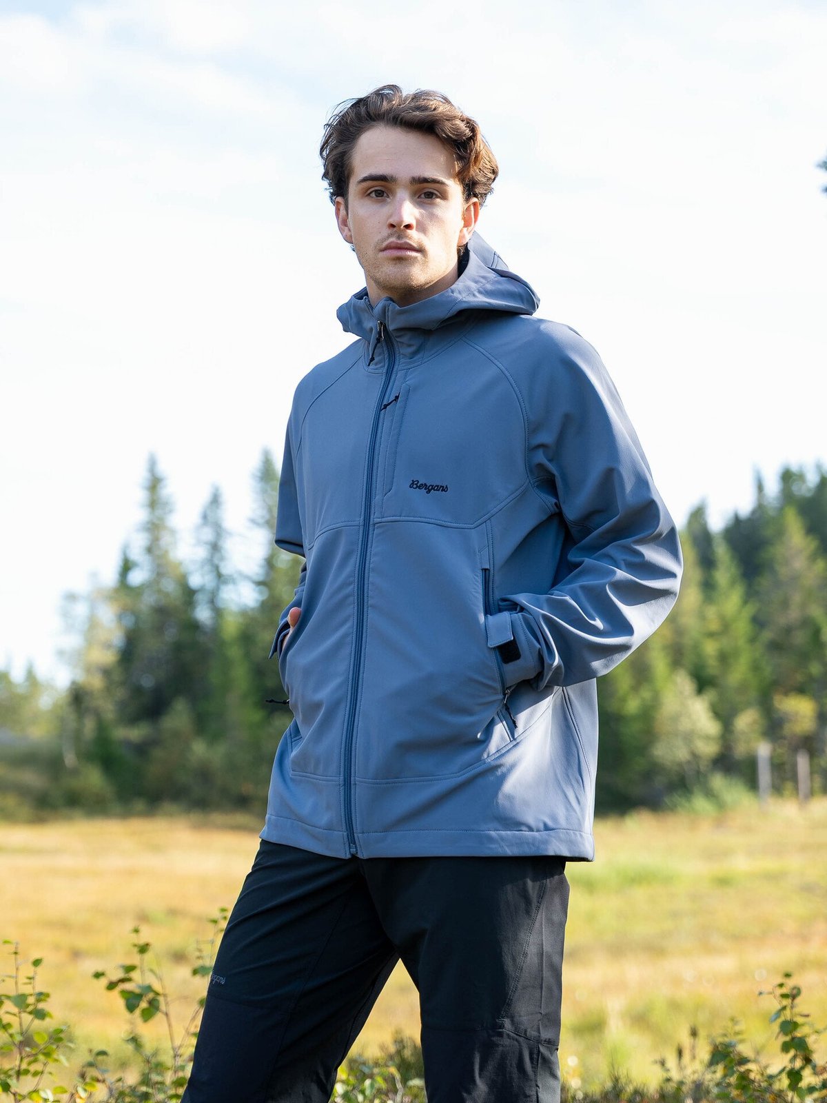 Bergans Vaagaa Softshell Jacket Hood Men Granite Blue