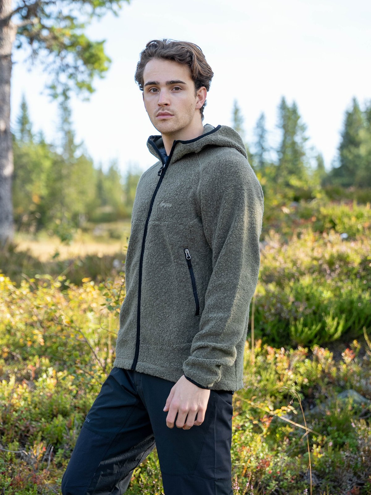 Bergans Vaagaa Merino Terry Midlayer Hoodie Men Green Mud