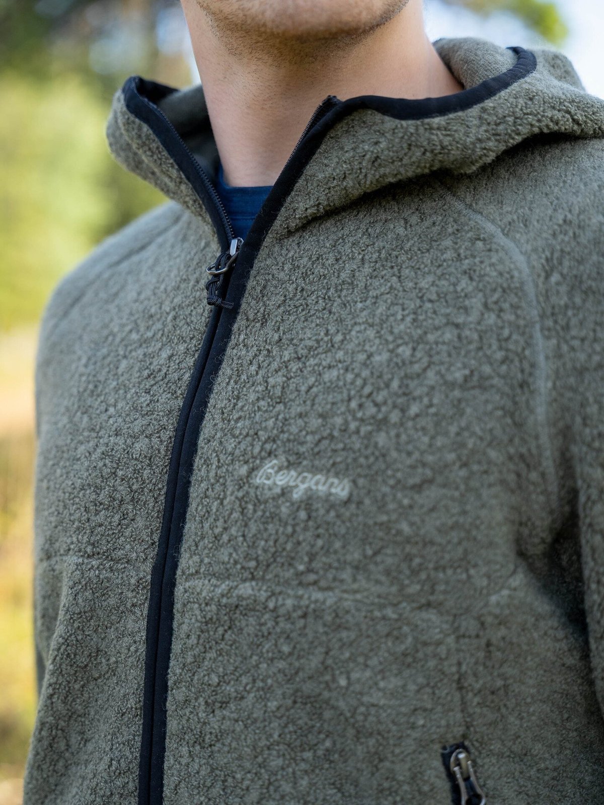 Bergans Vaagaa Merino Terry Midlayer Hoodie Men Green Mud