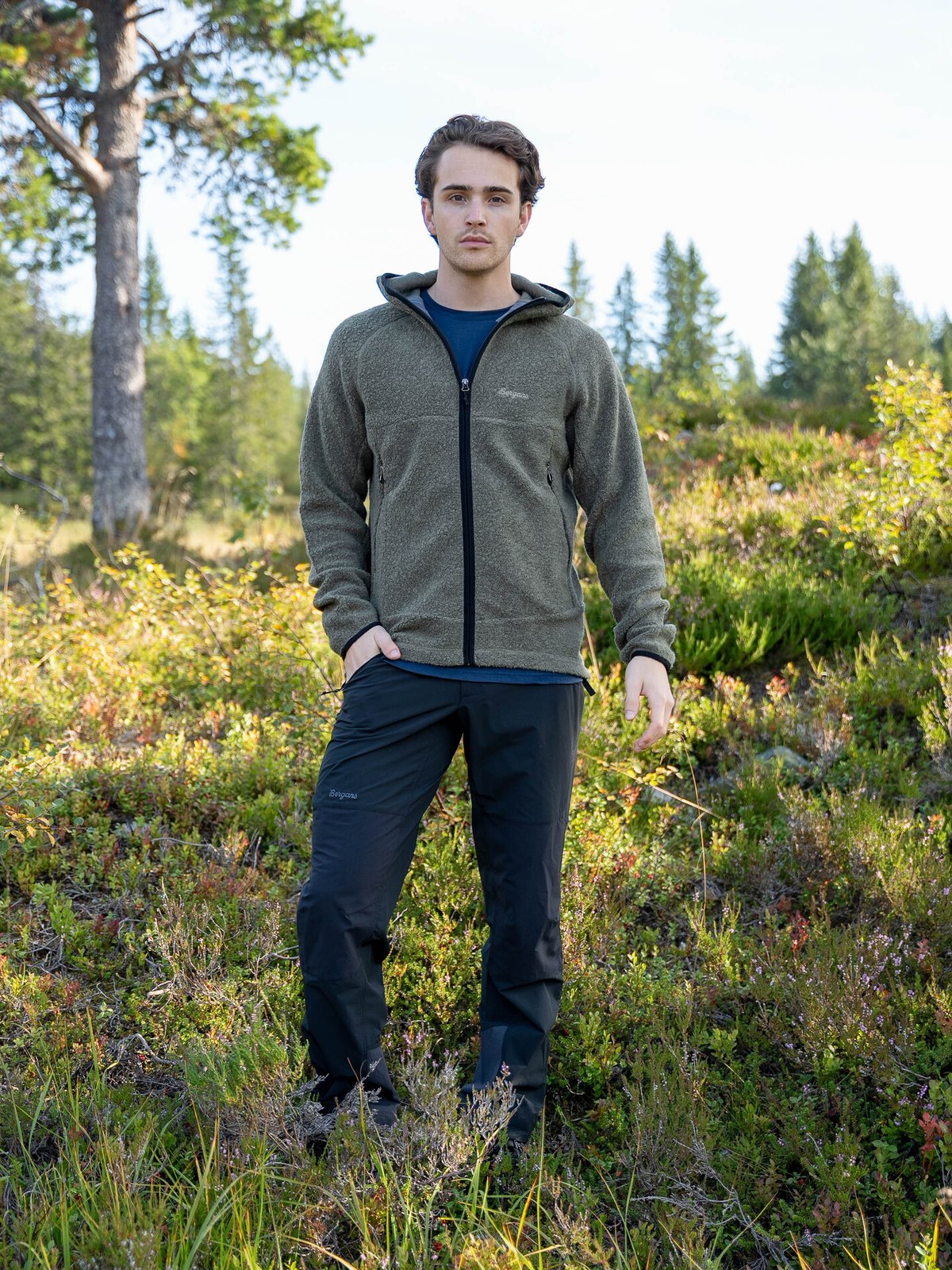 Bergans Vaagaa Merino Terry Midlayer Hoodie Men Green Mud