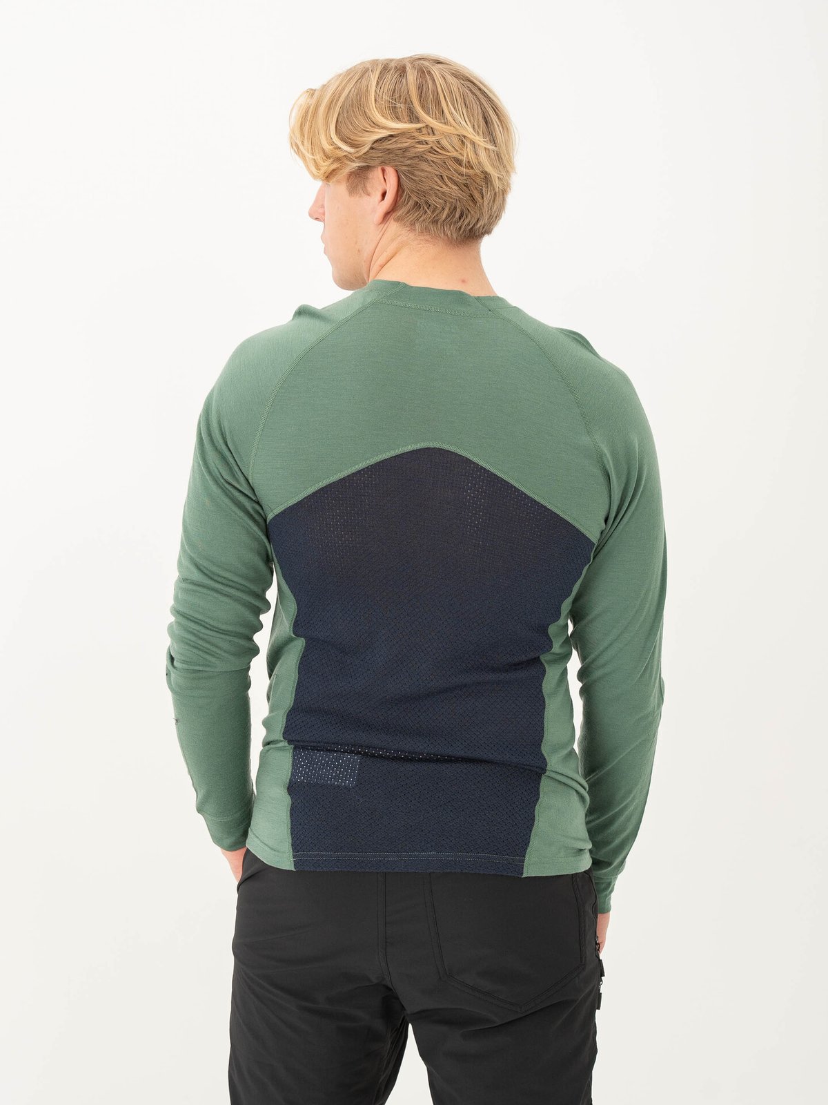 Bergans Inner:Pure Merino Long Sleeve Men Dark Jade Green / Navy Blue