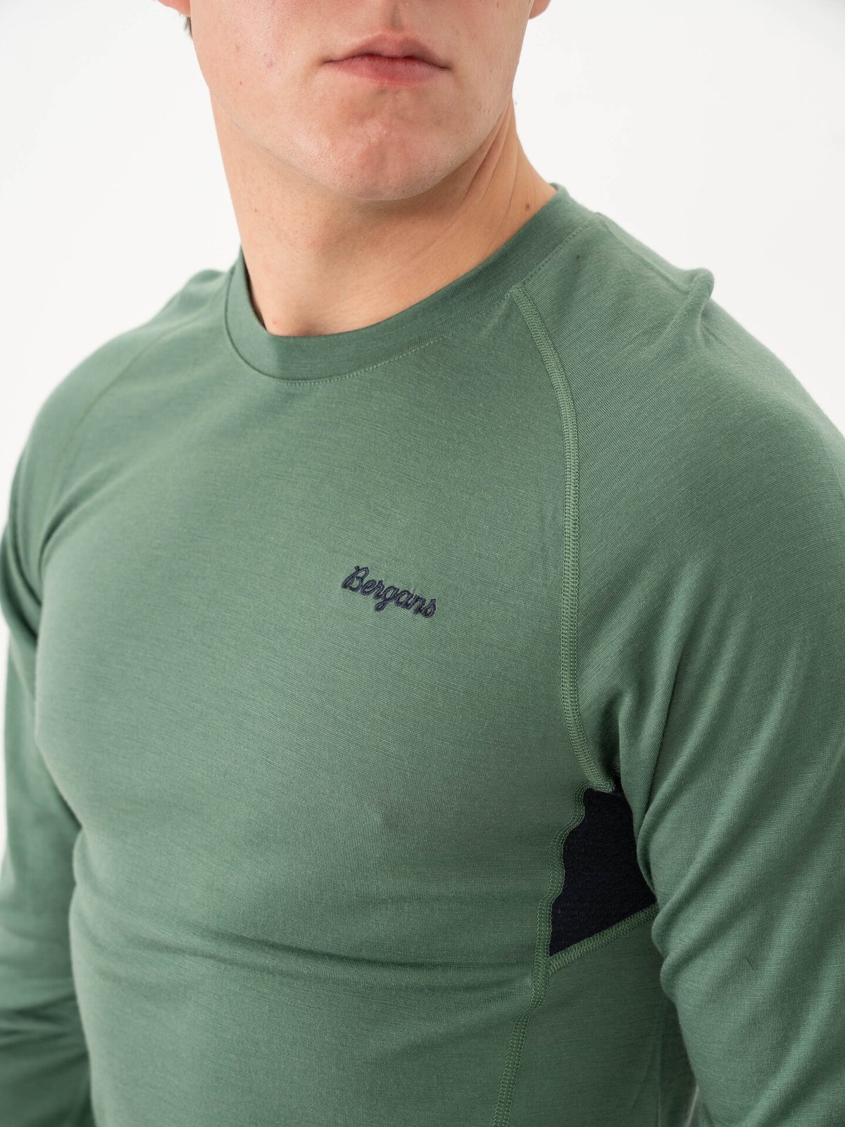 Bergans Inner:Pure Merino Long Sleeve Men Dark Jade Green / Navy Blue