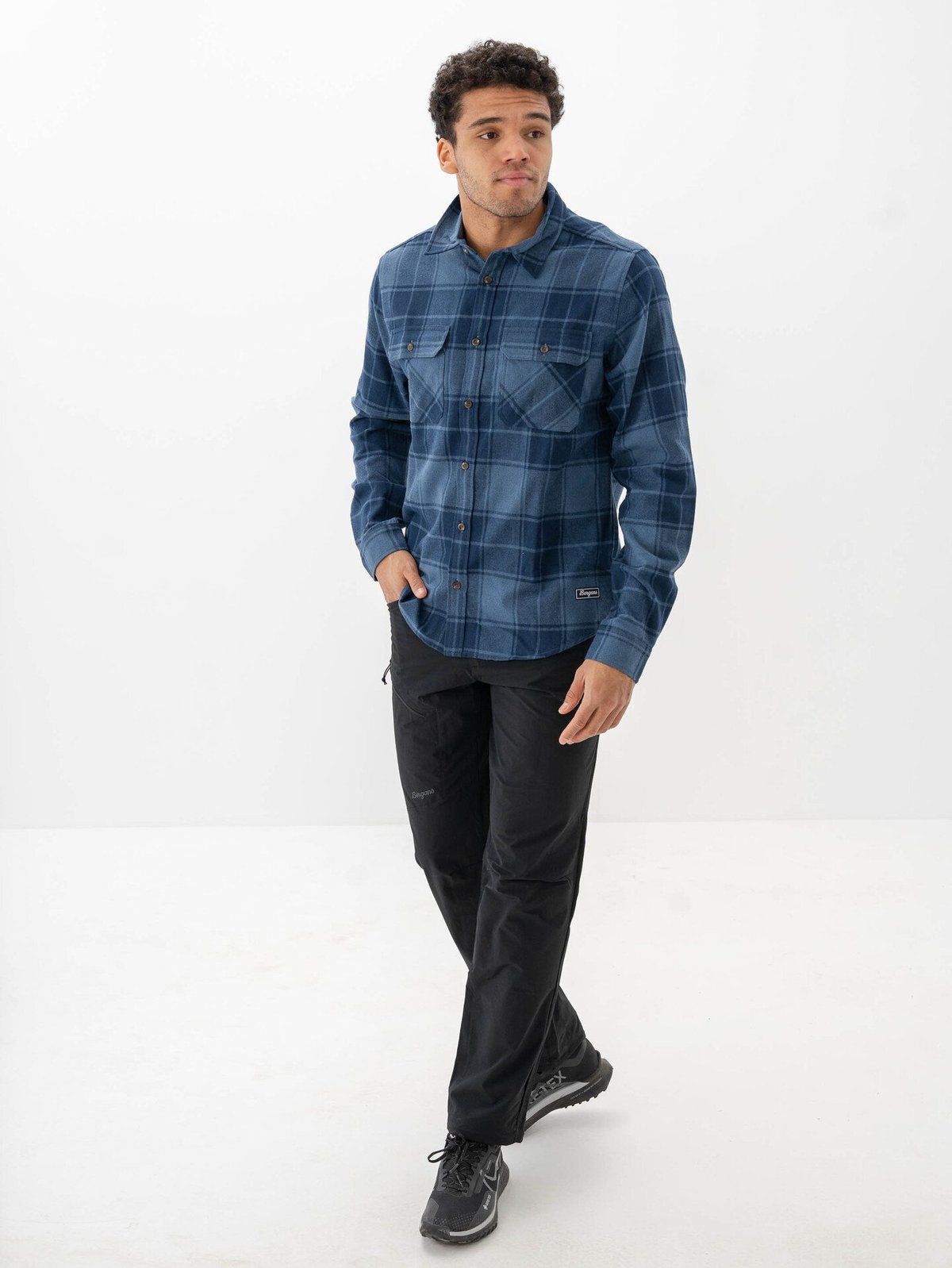 Bergans Nordmarka Flannel Shirt Men Granite Blue / Navy Blue Check