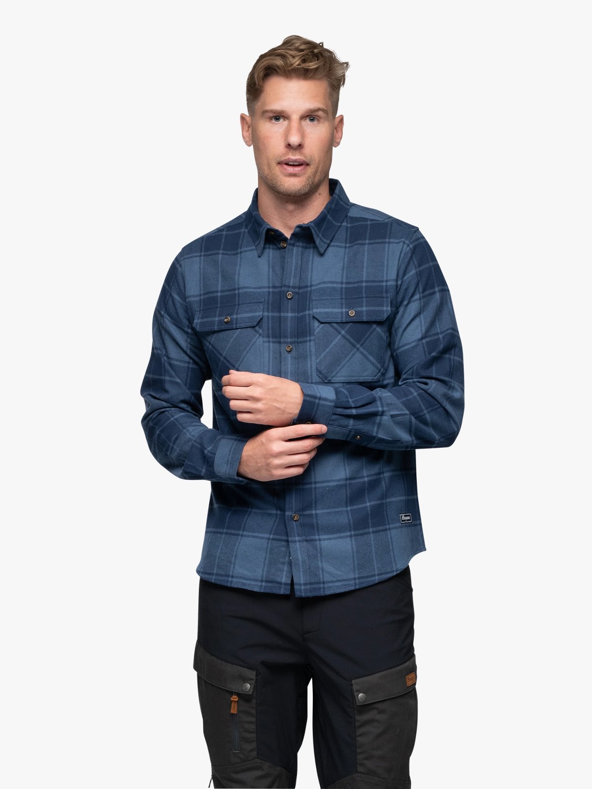 Bergans Nordmarka Flannel Shirt Men Granite Blue / Navy Blue Check
