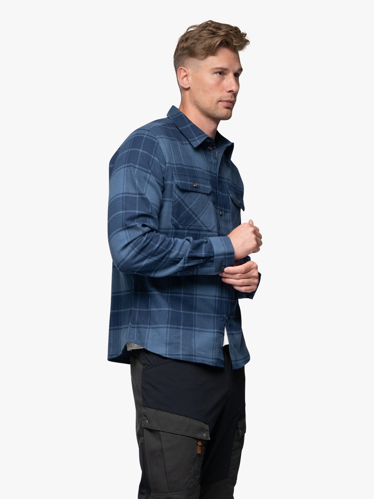 Bergans Nordmarka Flannel Shirt Men Granite Blue / Navy Blue Check