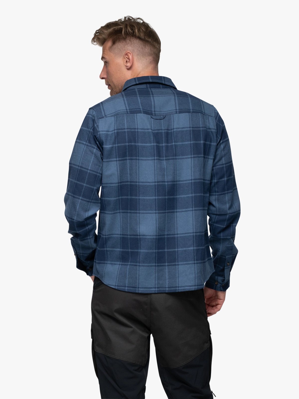 Bergans Nordmarka Flannel Shirt Men Granite Blue / Navy Blue Check