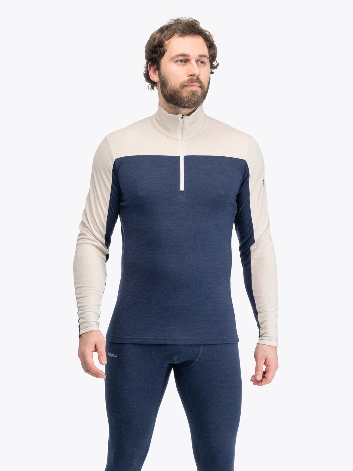 Bergans Inner:Dual Merino Half Zip Men Navy Blue / Bone White