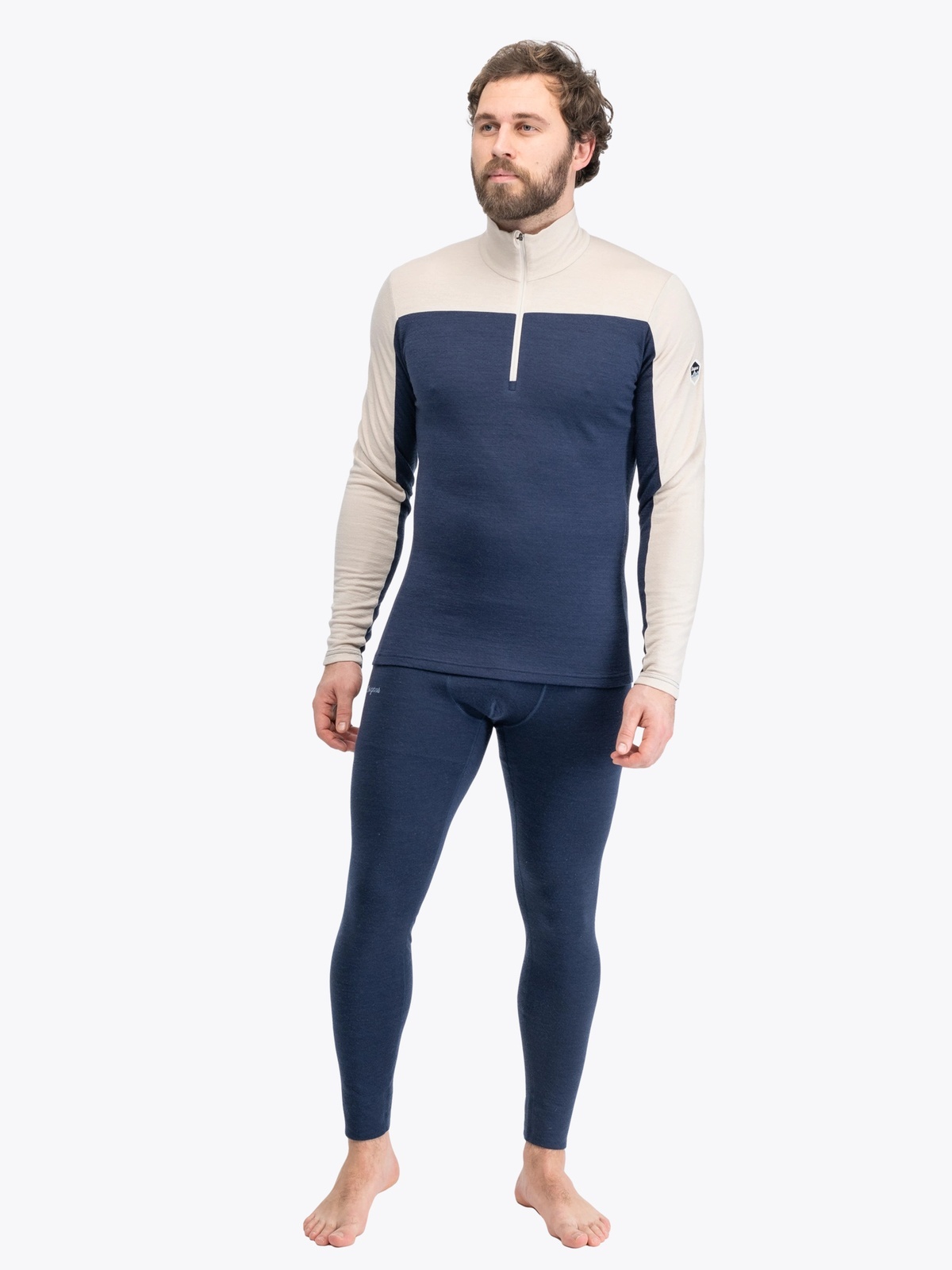 Bergans Inner:Dual Merino Half Zip Men Navy Blue / Bone White