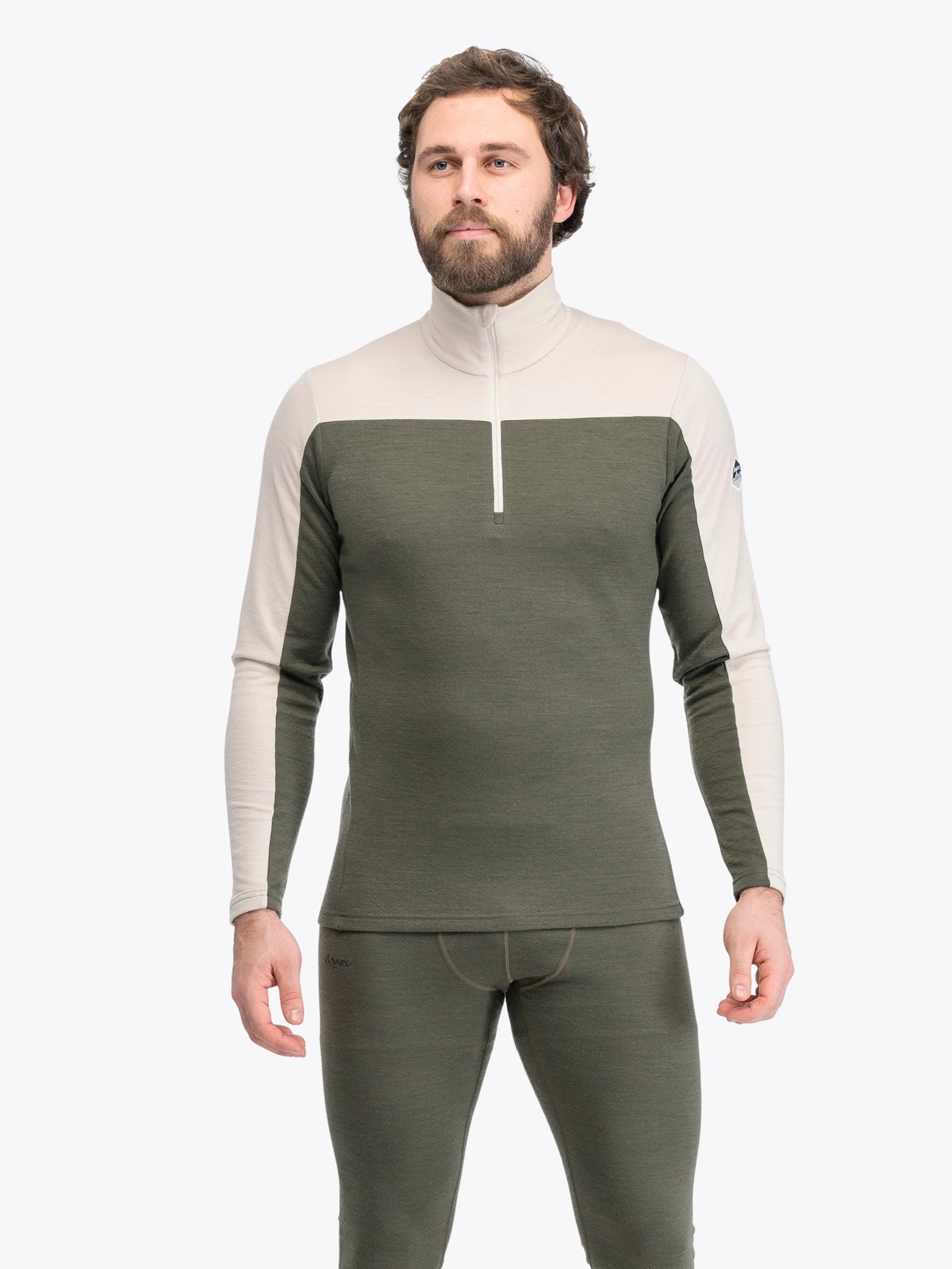 Bergans Inner:Dual Merino Half Zip Men Pine Forest / Bone White
