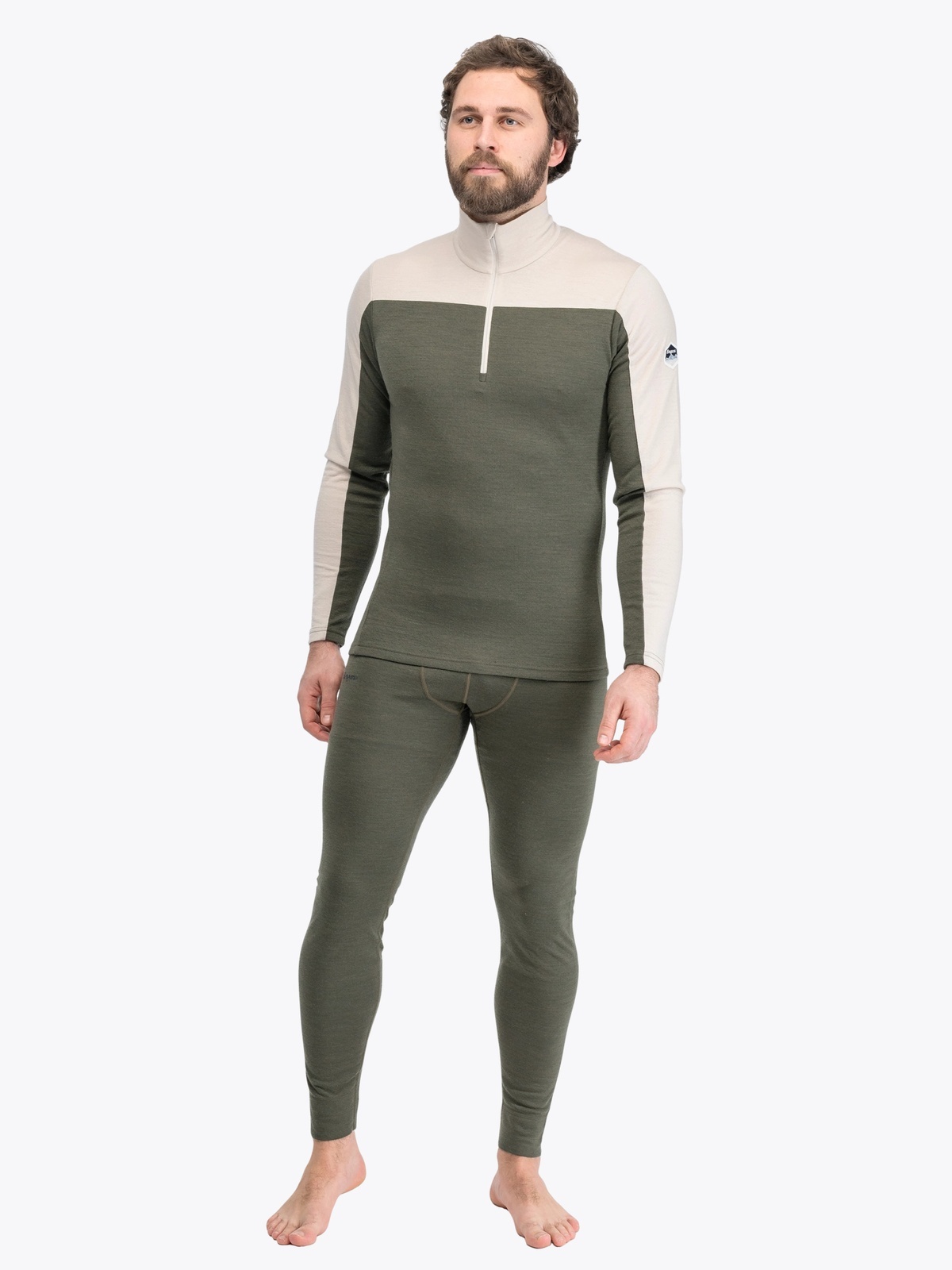 Bergans Inner:Dual Merino Half Zip Men Pine Forest / Bone White
