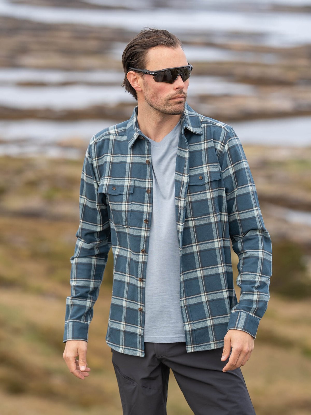 Bergans Tovdal Shirt Orion Blue / Misty Forest Check