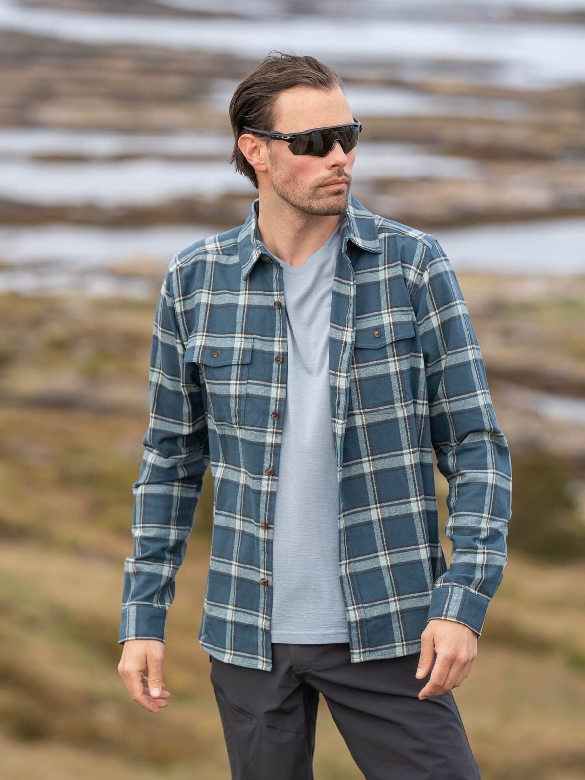 Bergans Tovdal Shirt Orion Blue / Misty Forest Check