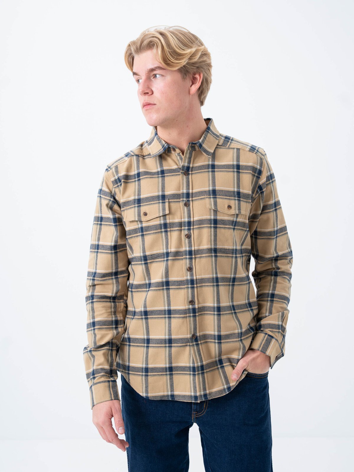 Bergans Tovdal Shirt Warm Sand / Navy Blue Check