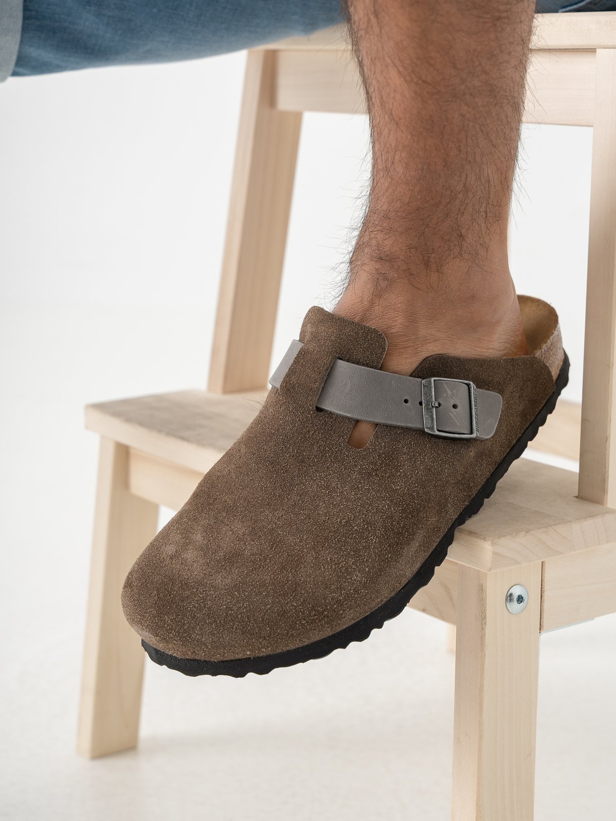 Birkenstock Boston Mixed Leather Concrete