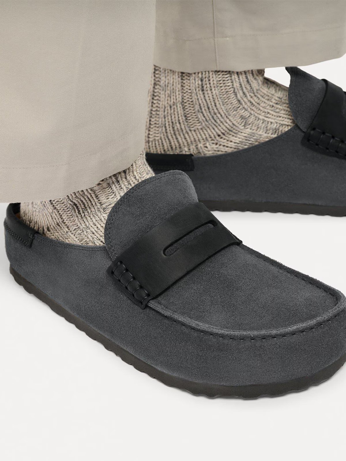 Birkenstock Naples Wrapped Mixed Leather Charcoal
