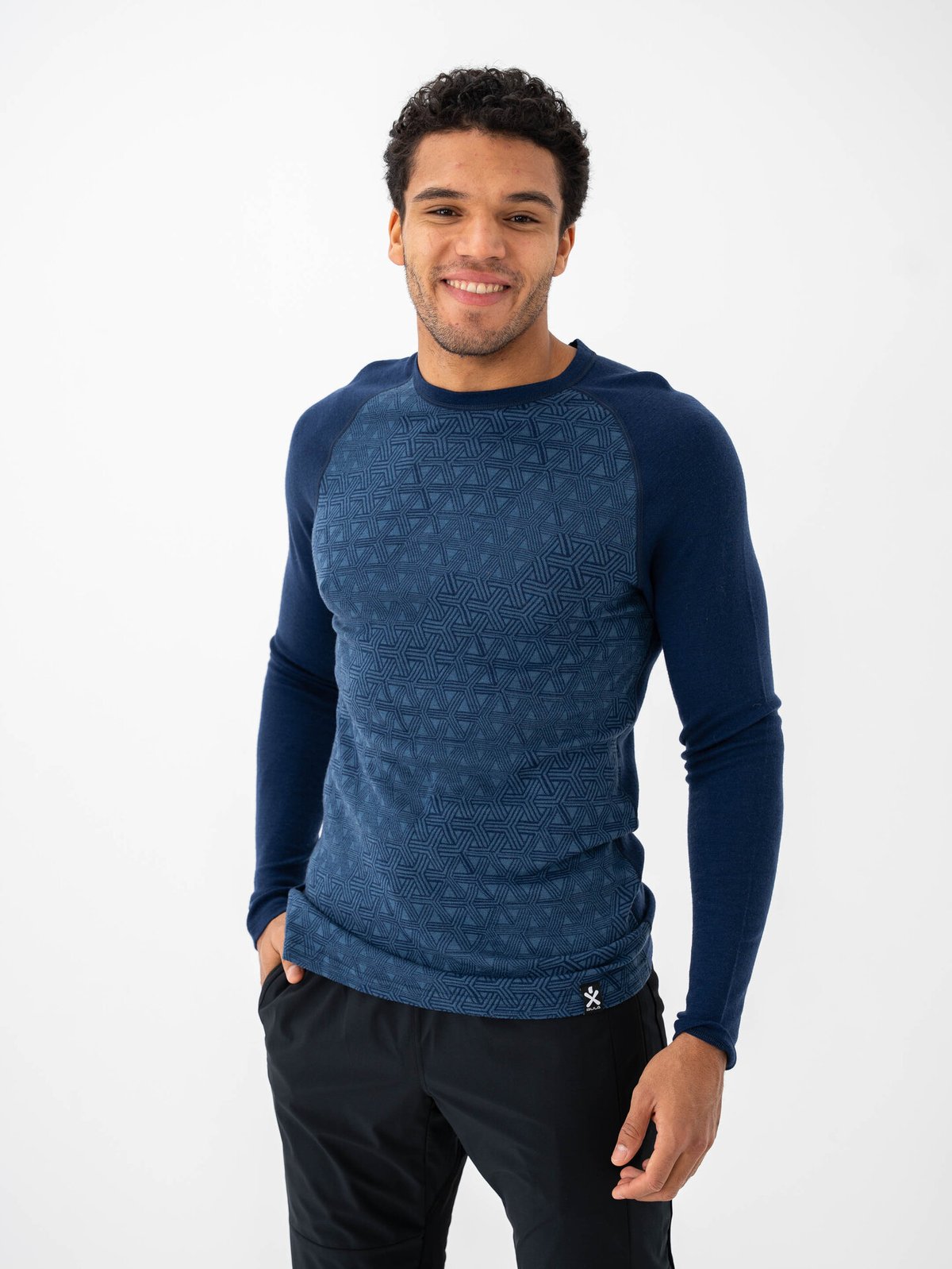 Bula Geo Merino Wool Crew Navy