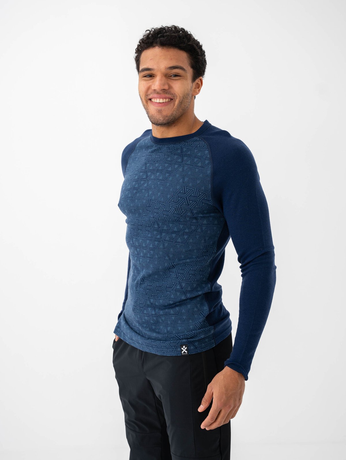 Bula Geo Merino Wool Crew Navy