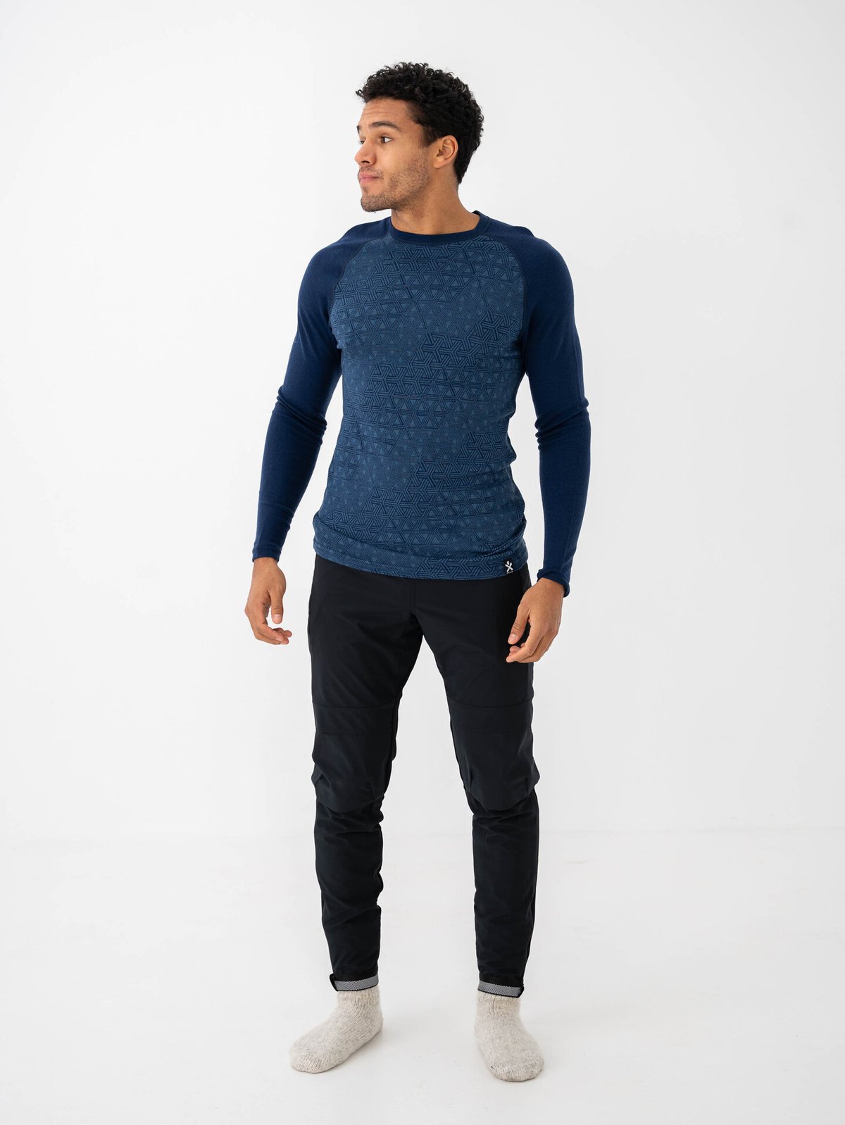 Bula Geo Merino Wool Crew Navy