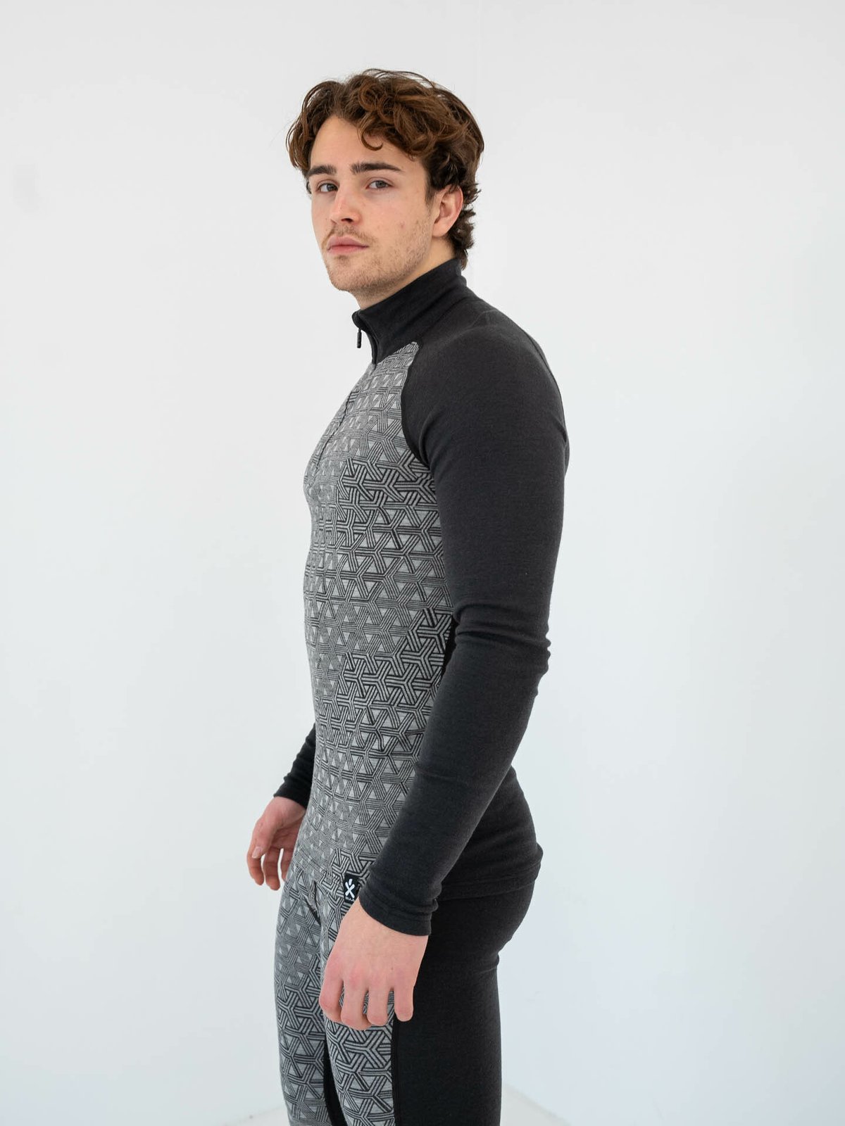 Bula Geo Merino Wool Halfzip Dark Grey