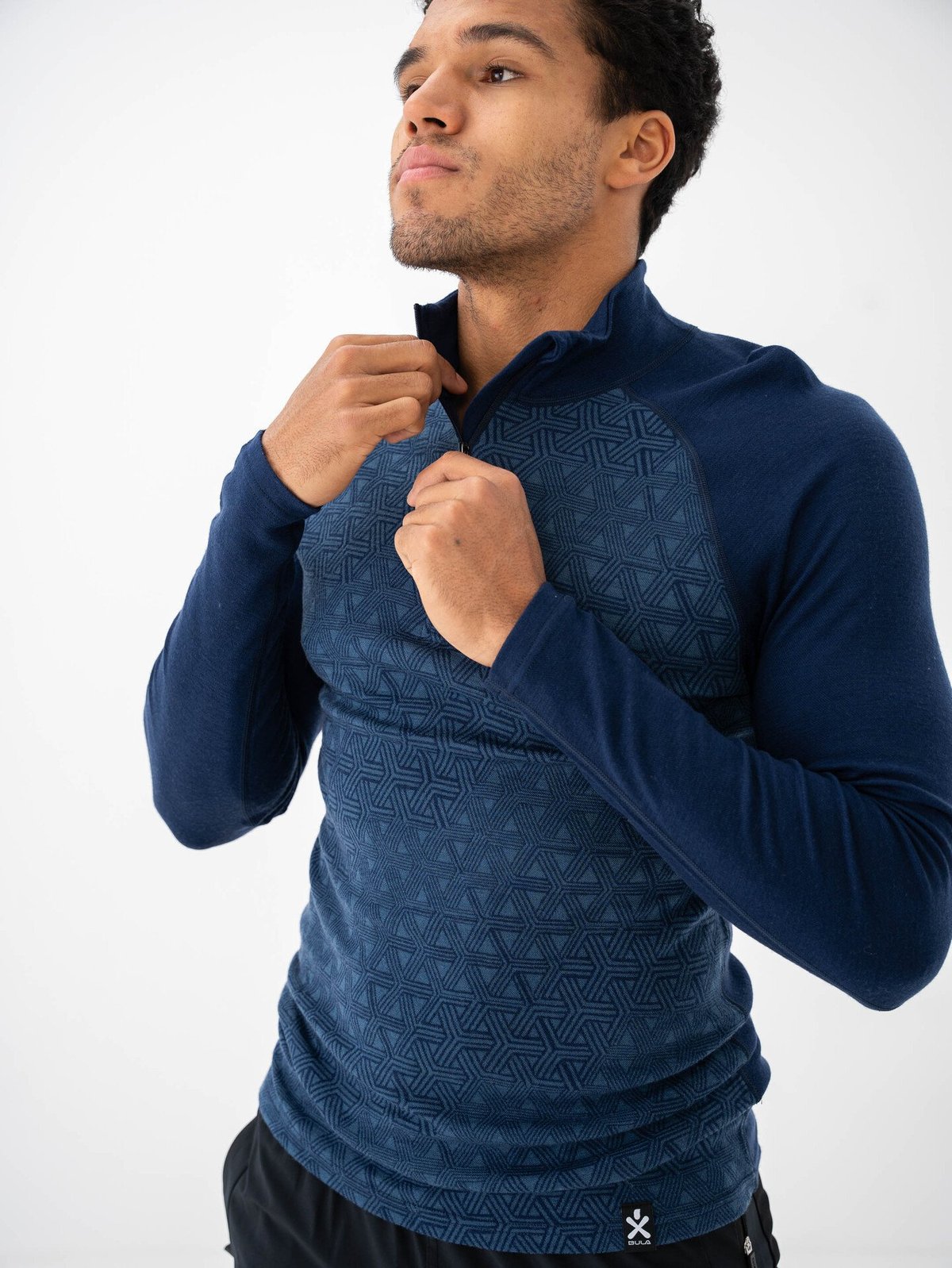 Bula Geo Merino Wool Halfzip Navy