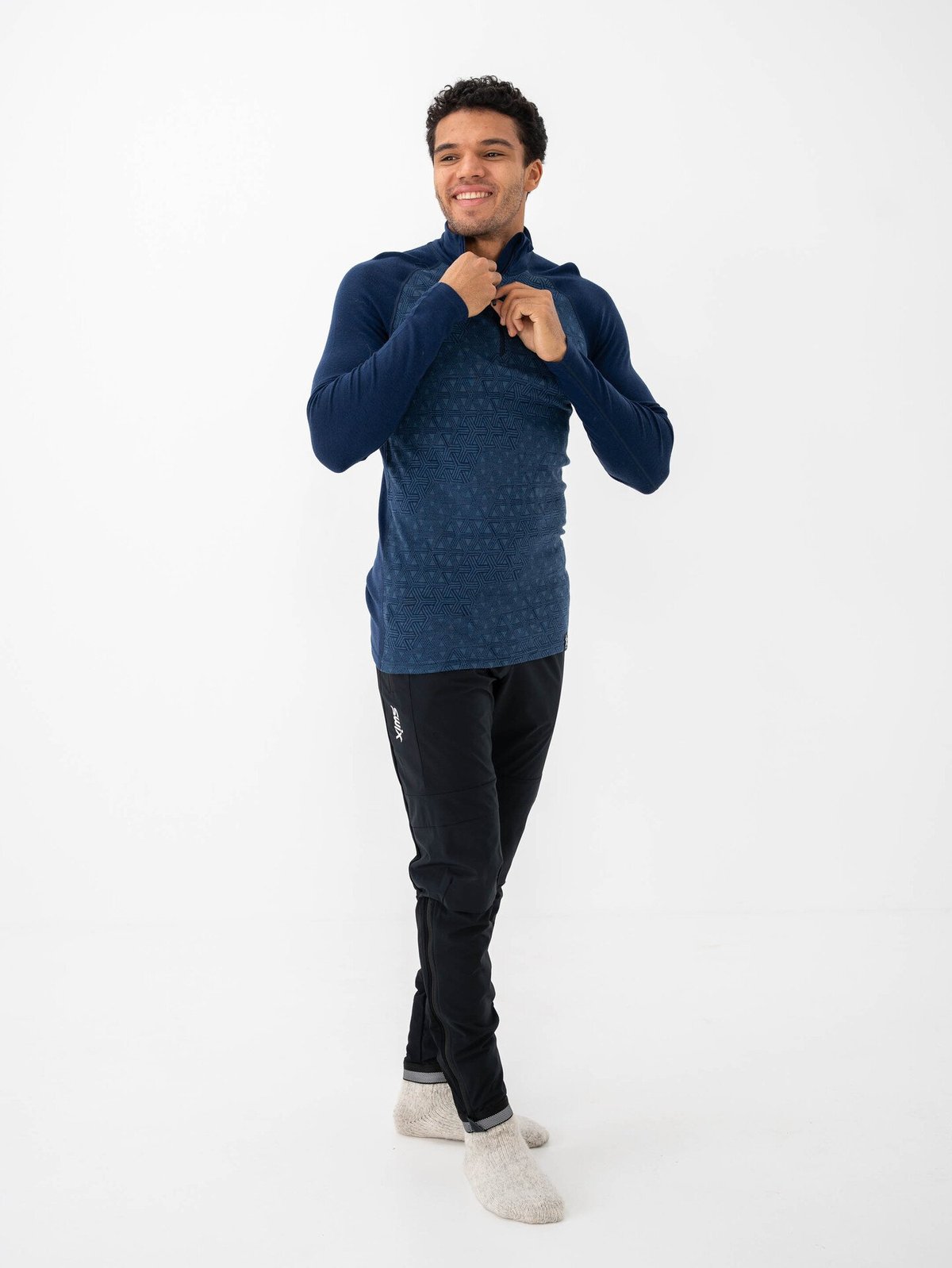 Bula Geo Merino Wool Halfzip Navy
