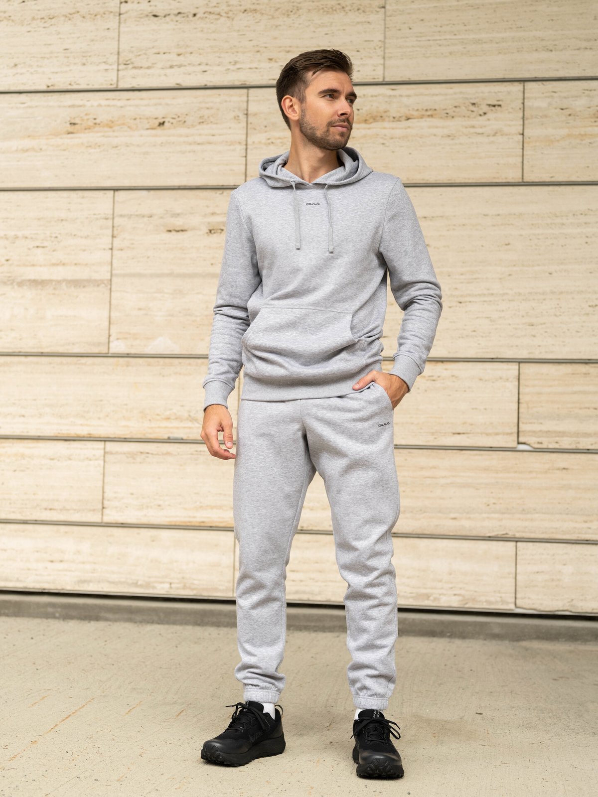 Bula Frame Logo Hoodie Grey Melange