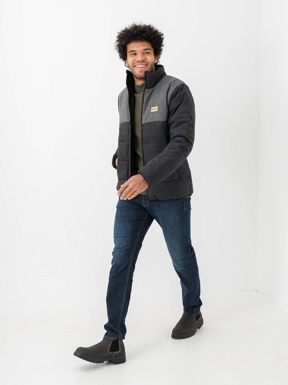 Bula Jacket Contrast Puffer Black