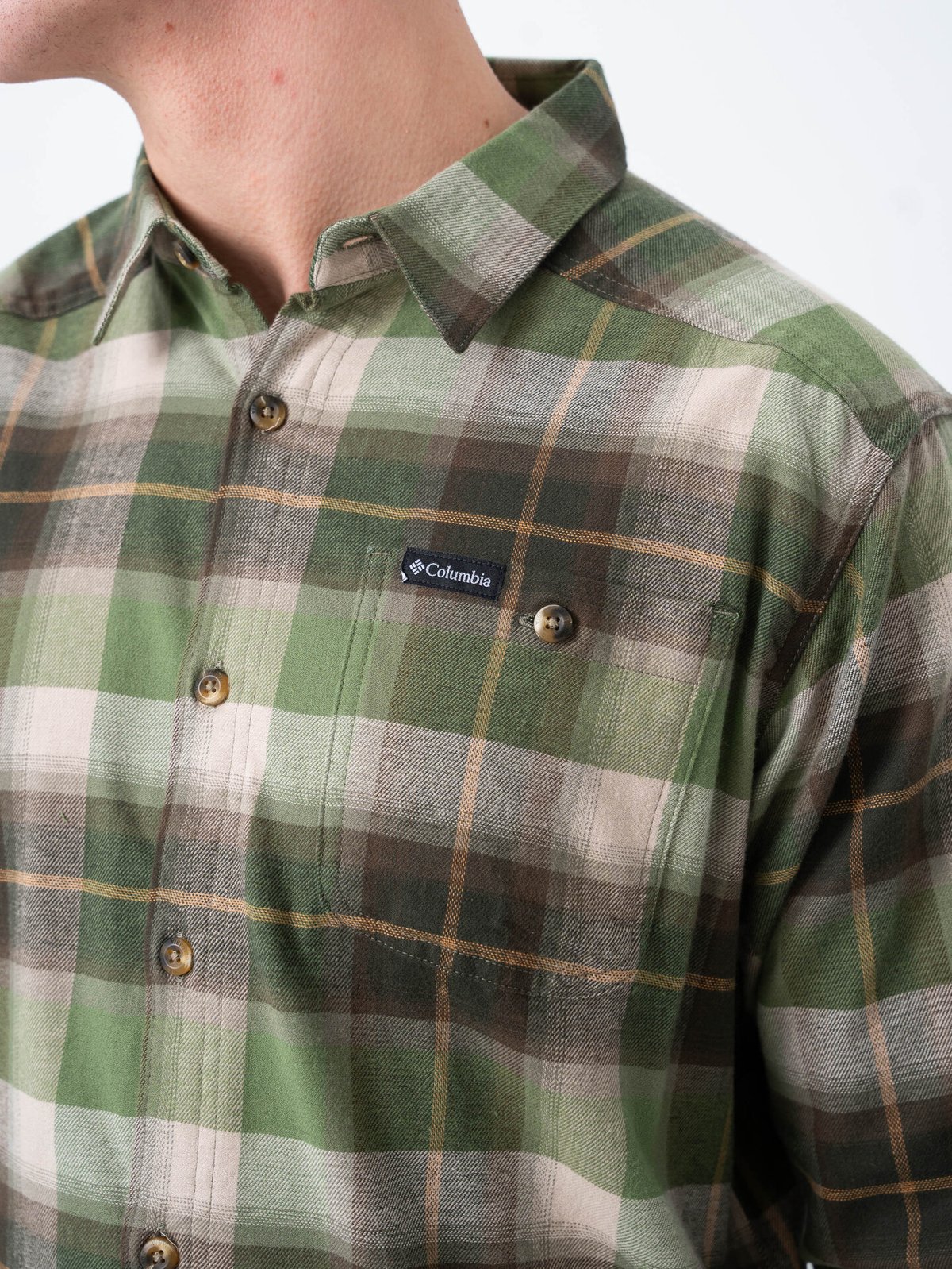 Columbia Cornell Woods Flannel Long Sleeve Stone Green Classic Multi Tartan