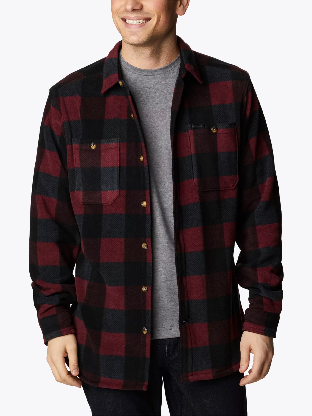 Columbia Flare Gun Fleece Over Shirt Elderberry Multi Check
