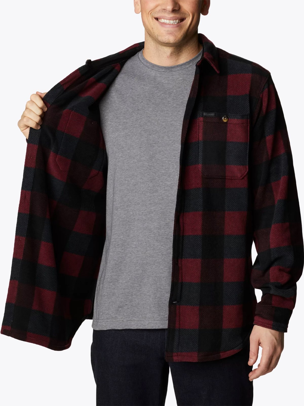 Columbia Flare Gun Fleece Over Shirt Elderberry Multi Check