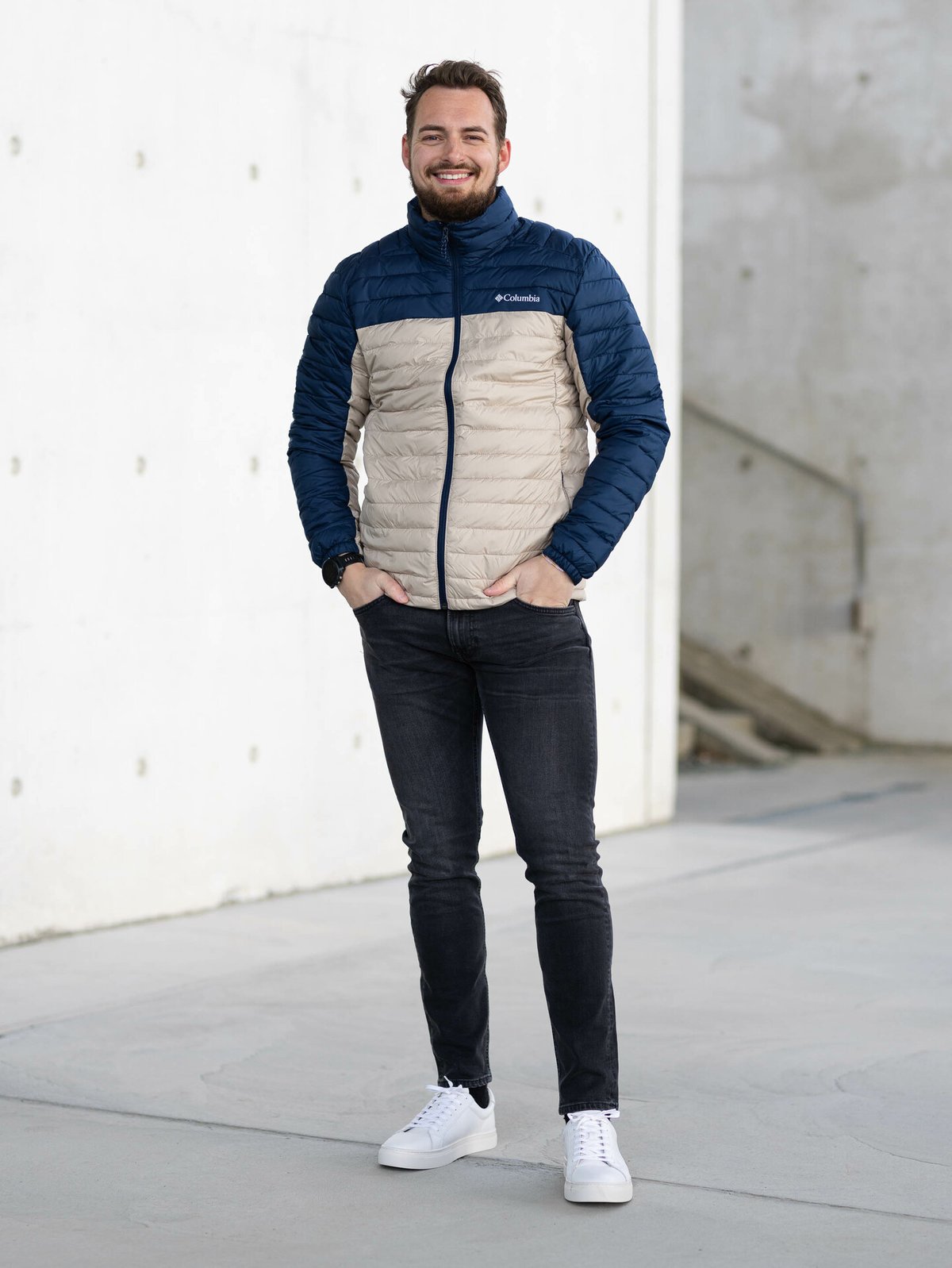 Columbia Silver Falls Jacket Ancient Fossil, Collegiate Navy