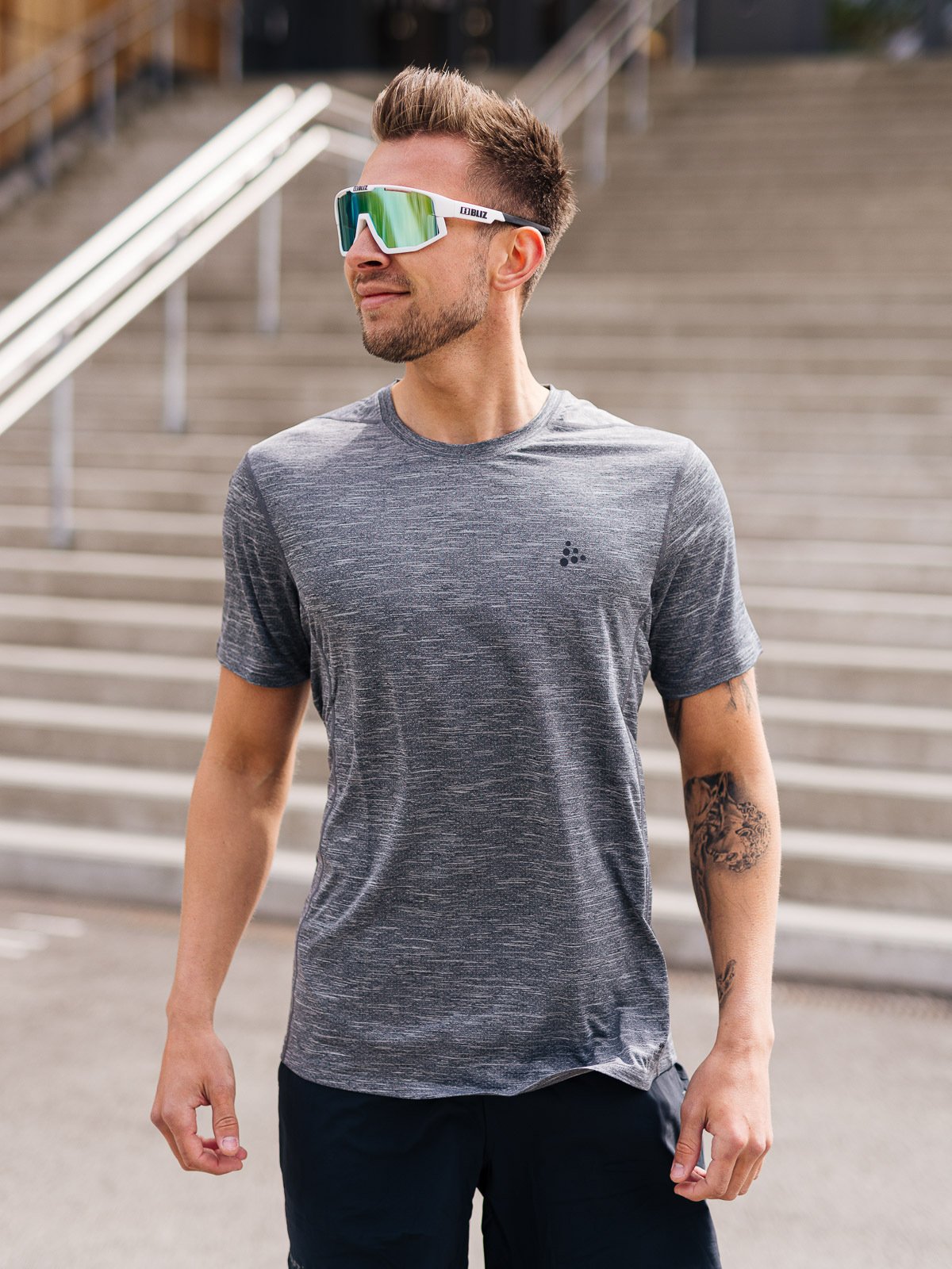 Craft Adv Charge Melange Short Sleeve Tee Man Black Melange