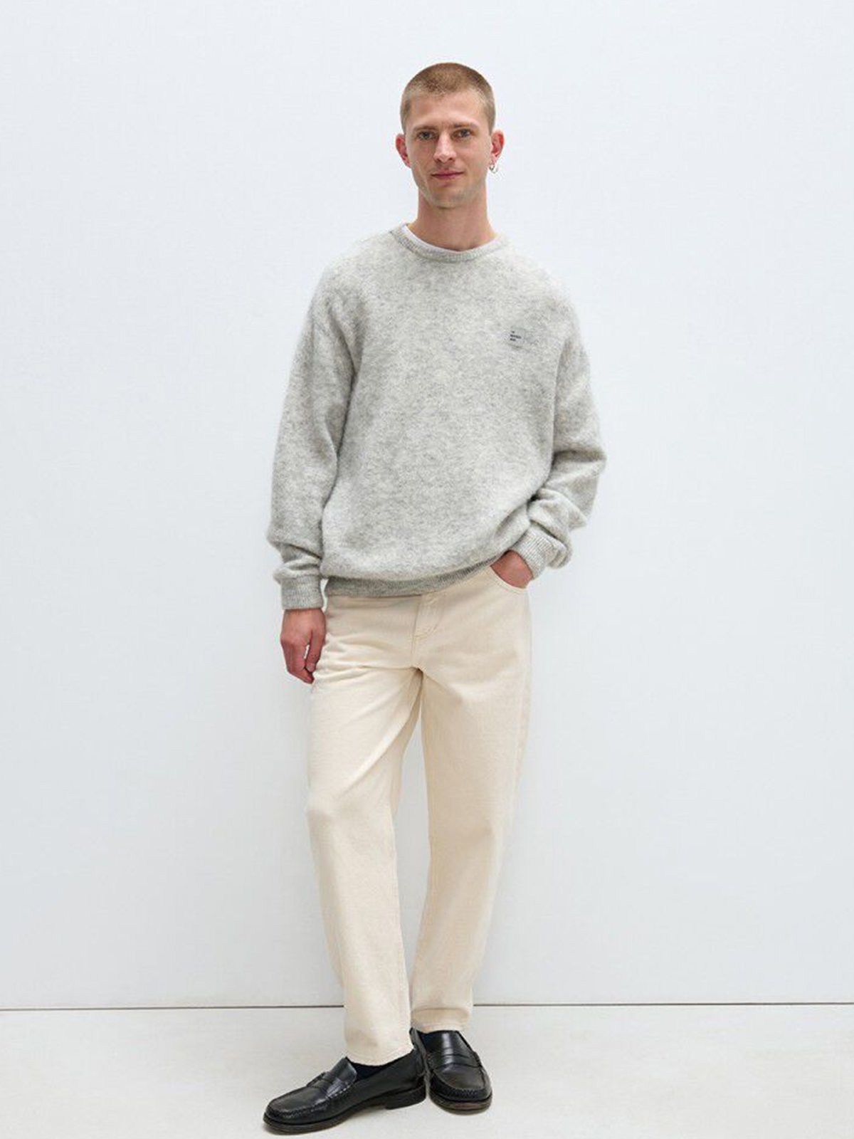 American Vintage Vitow Sweater Melange Light Grey