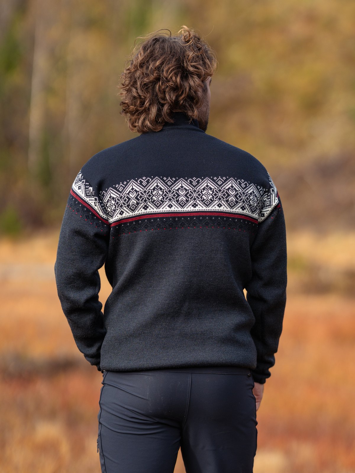 Dale Of Norway Moritz Masc Sweater Dark Charcoal Raspberry Black