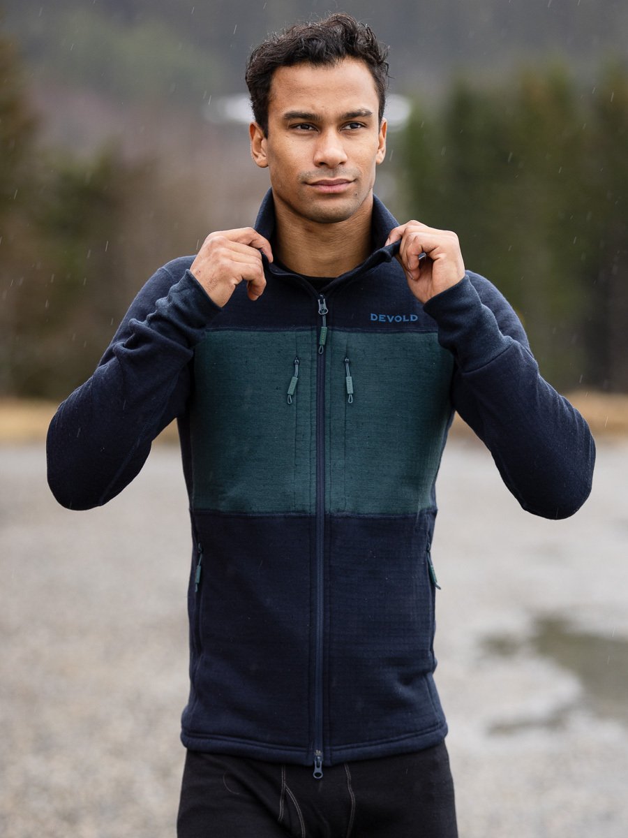 Devold Egga Grid Merino Jacket Man Ink/Woods