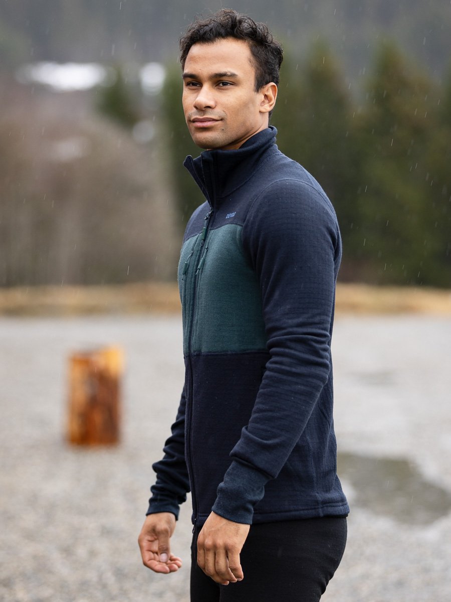 Devold Egga Grid Merino Jacket Man Ink/Woods