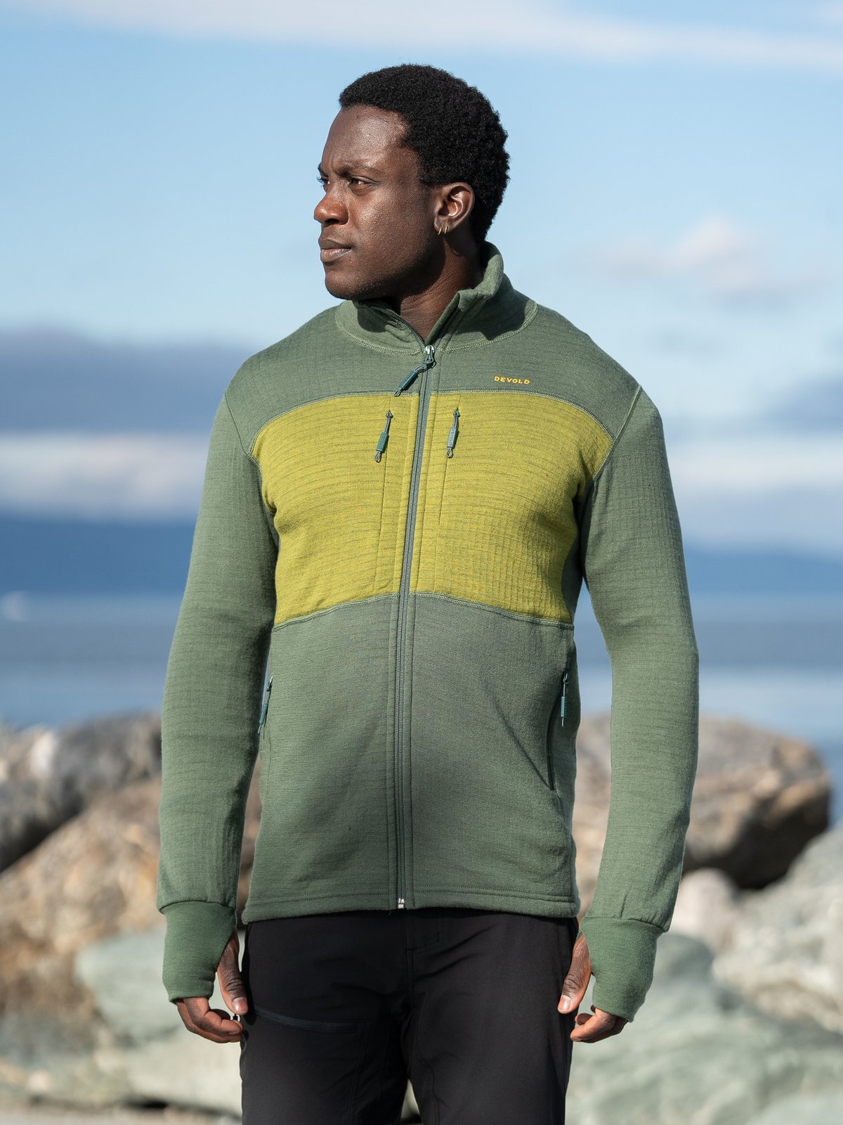 Devold Egga Grid Merino Jacket Man Forest/Green