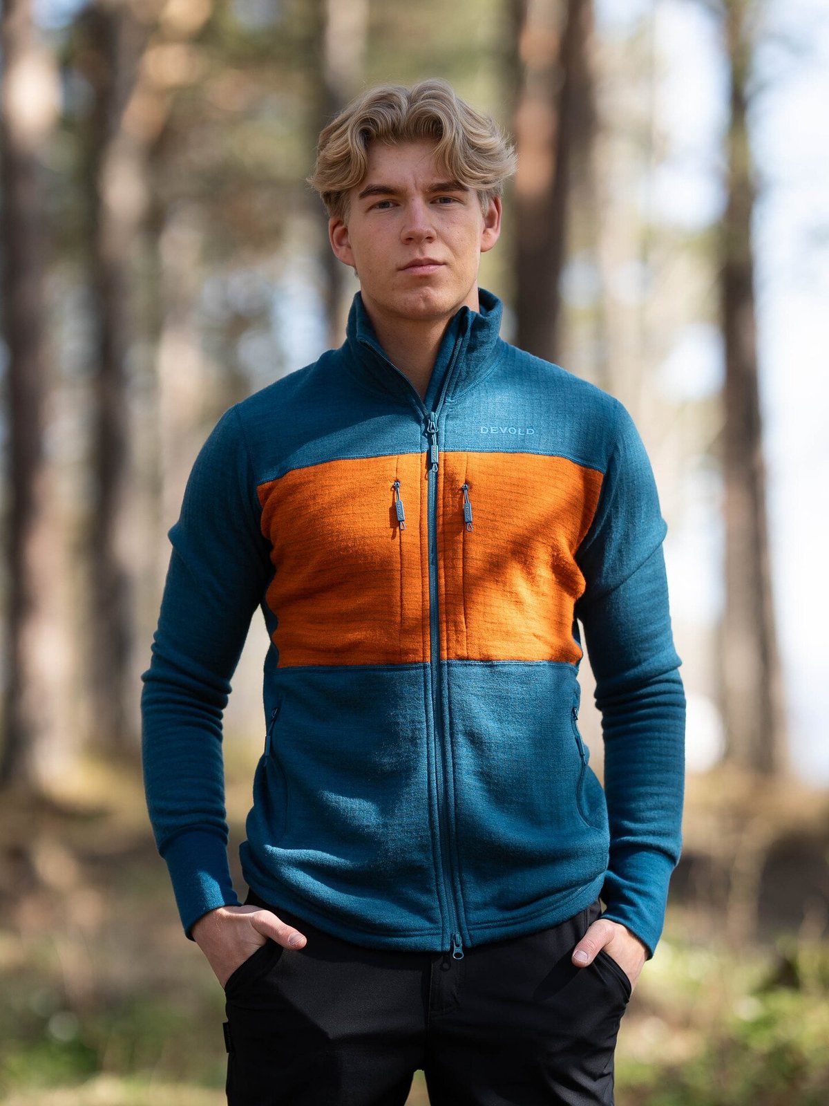 Devold Egga Grid Merino Jacket Man Flood/Flame