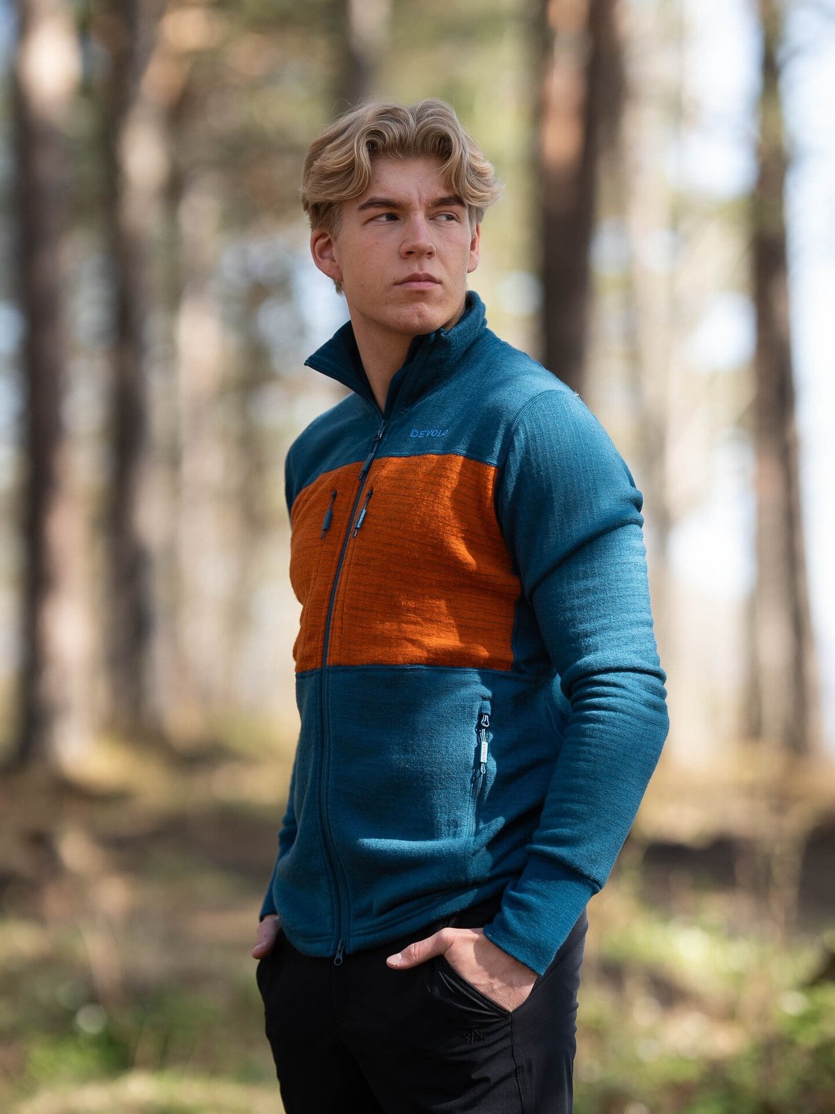 Devold Egga Grid Merino Jacket Man Flood/Flame